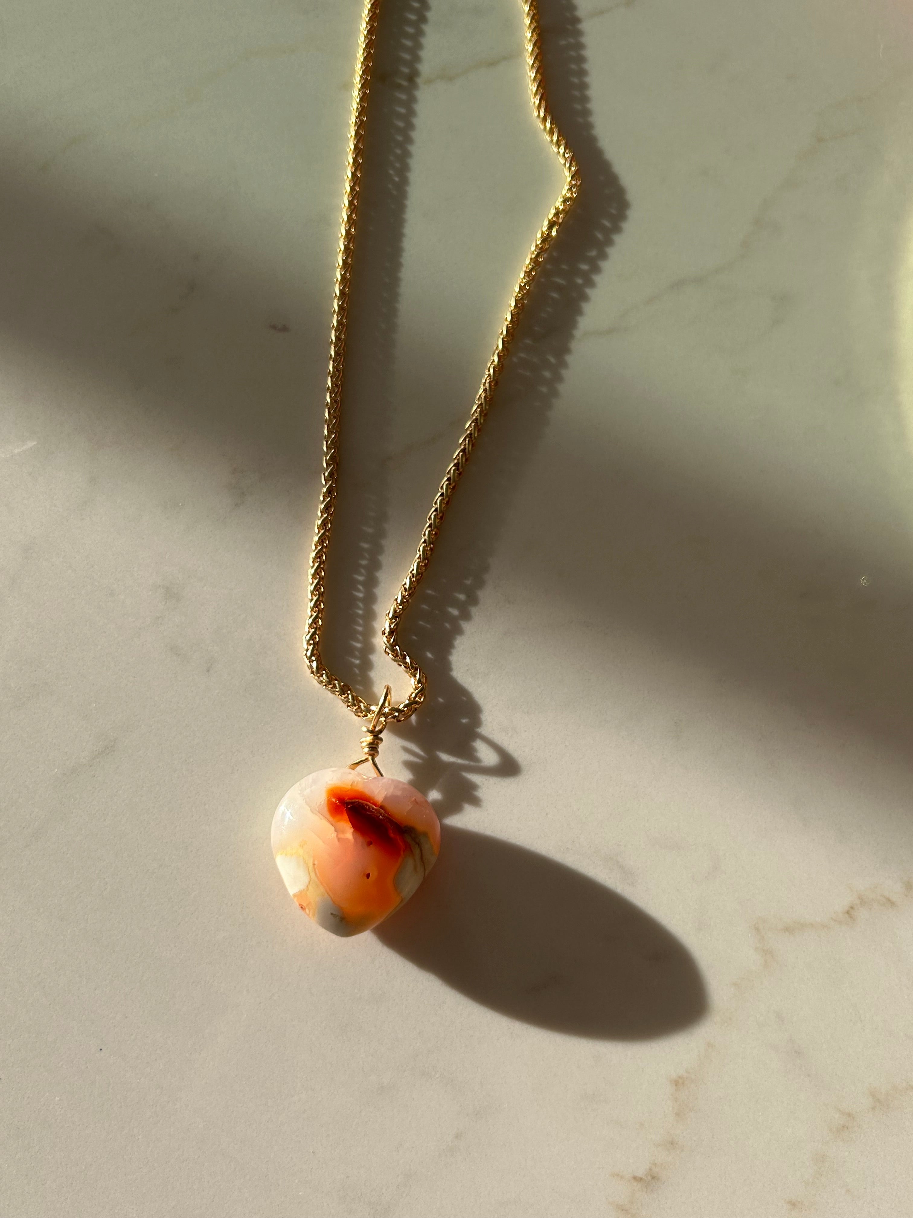 Warm Fire Carnelian Heart Pendant