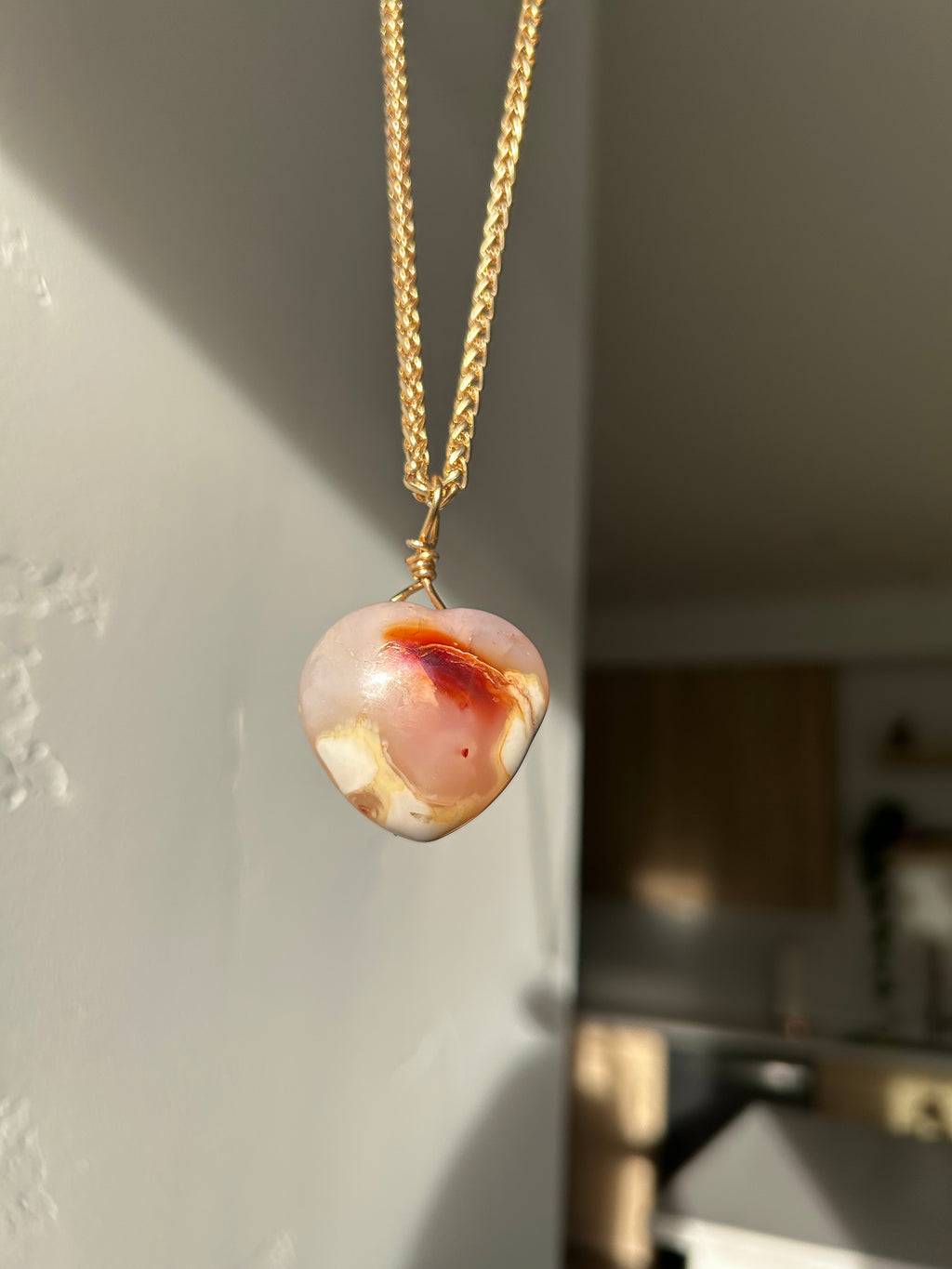 Warm Fire Carnelian Heart Pendant