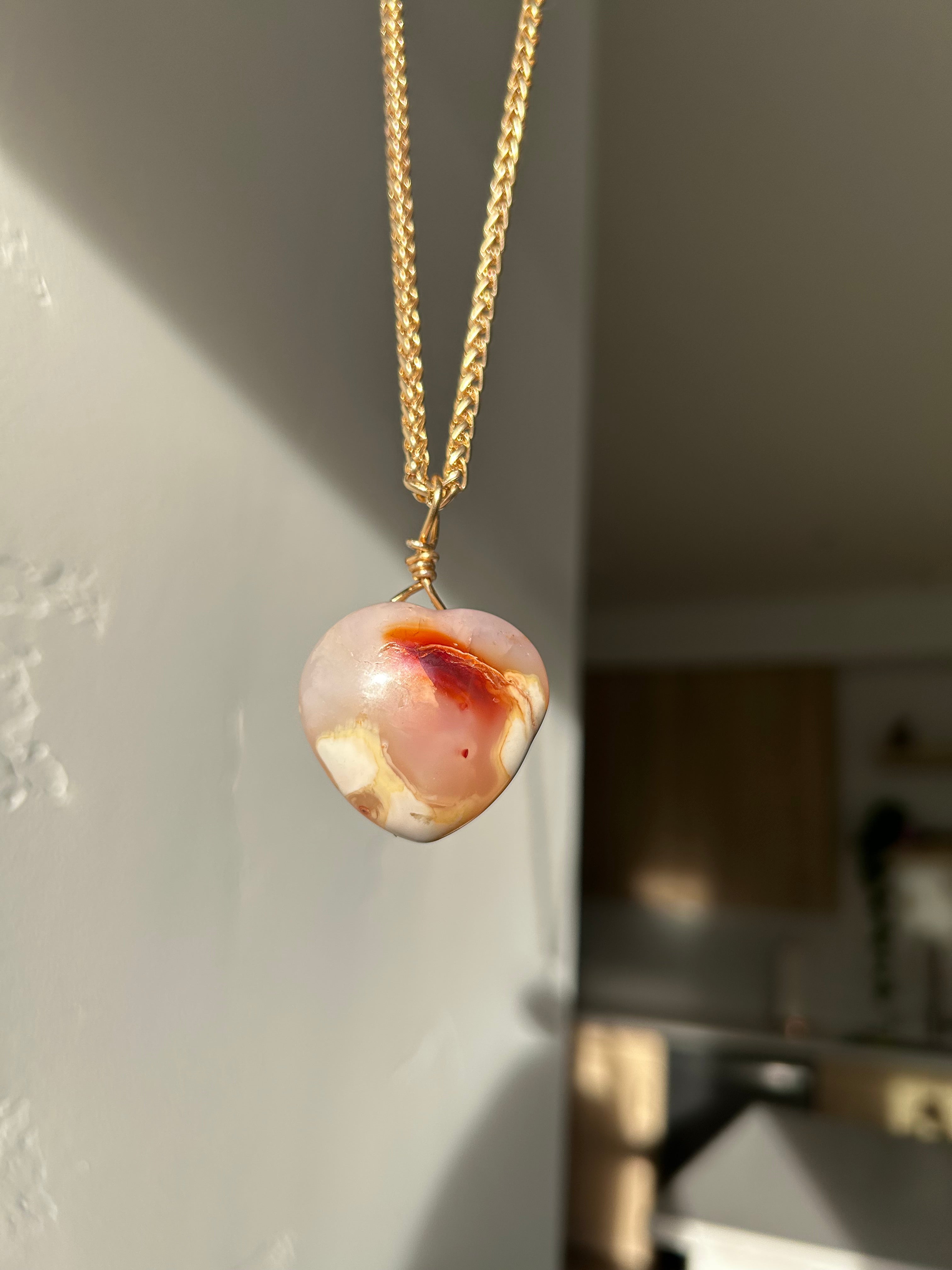 Warm Fire Carnelian Heart Pendant