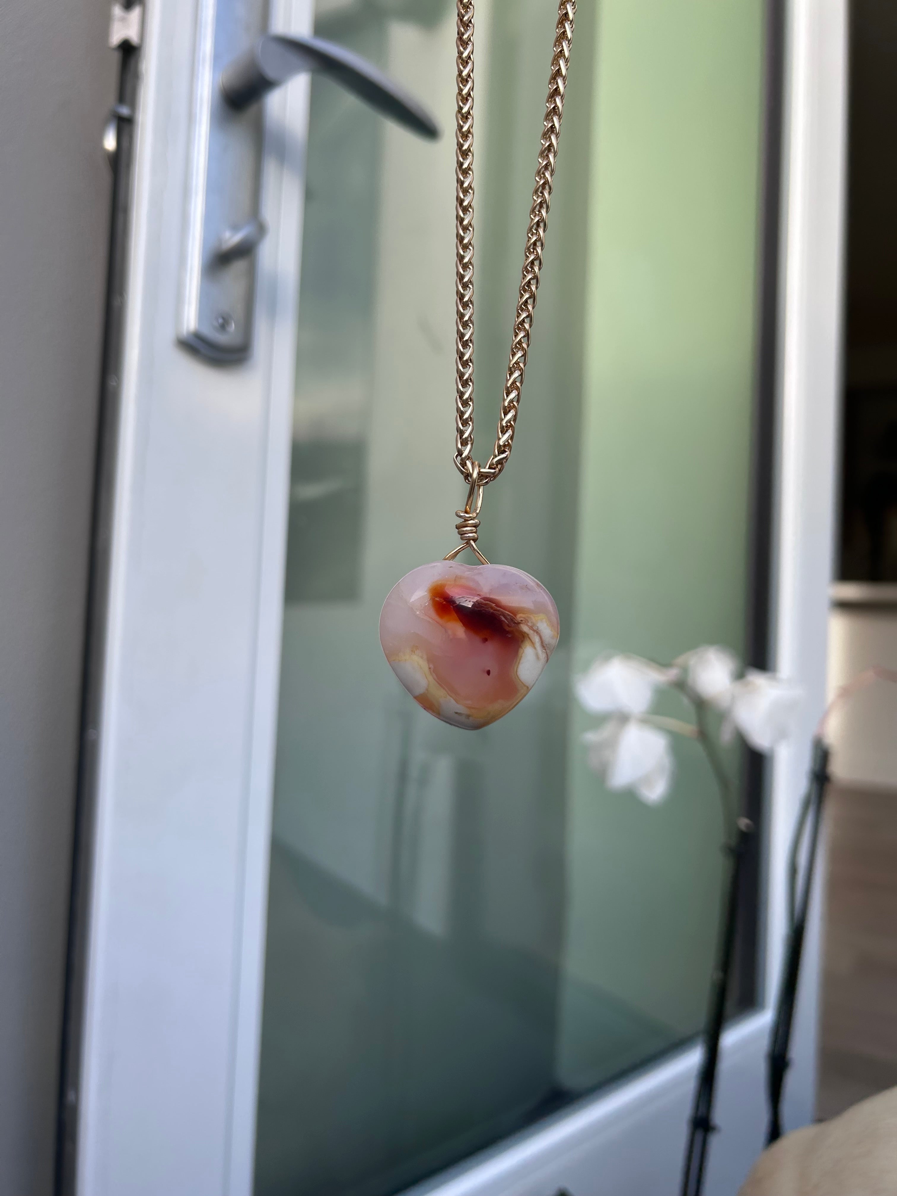 Warm Fire Carnelian Heart Pendant