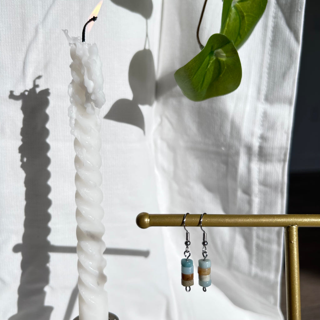 Earth and Sea Gemstone Drop Earrings