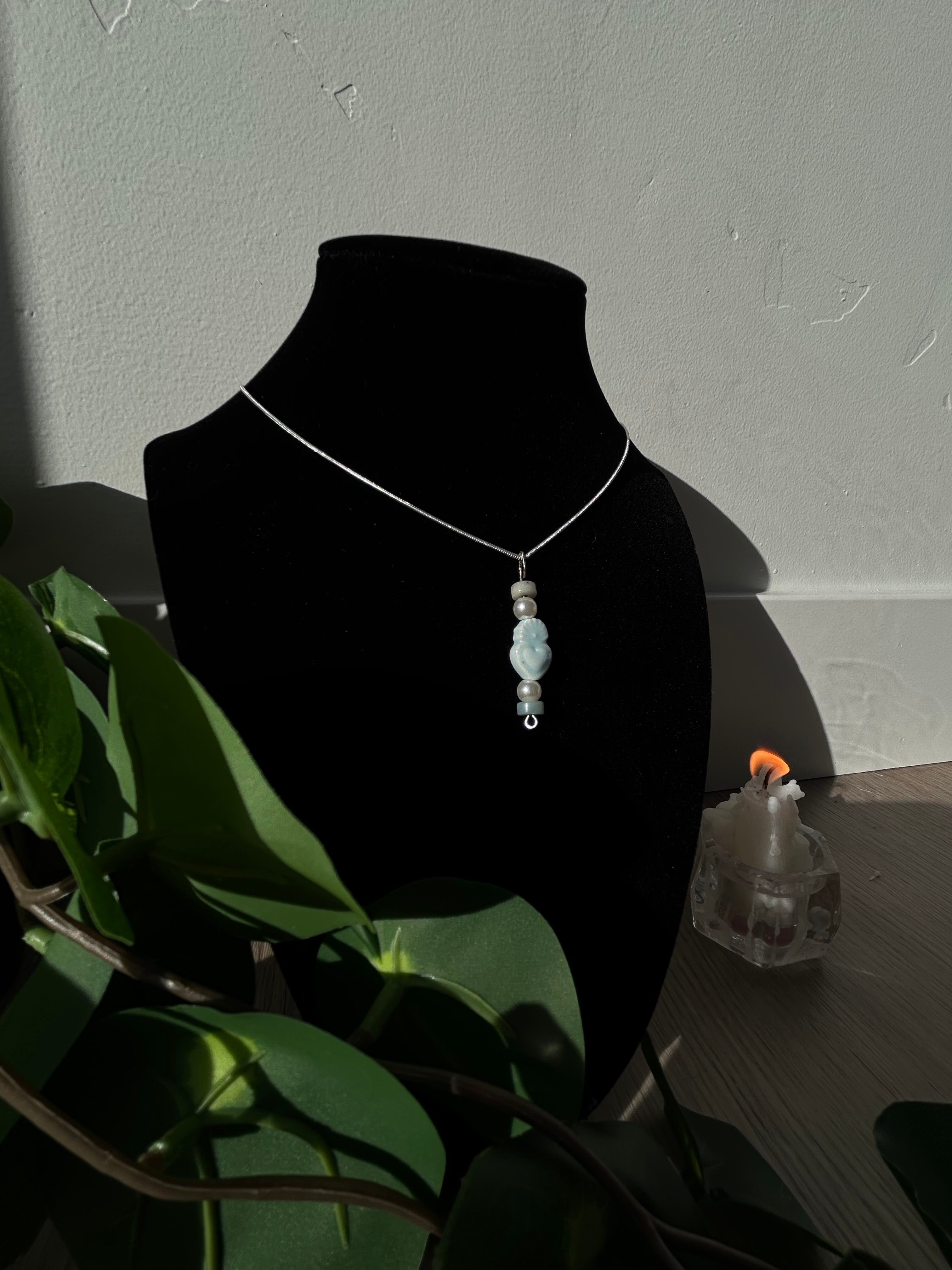 Larimar and Pearl Drop Necklace