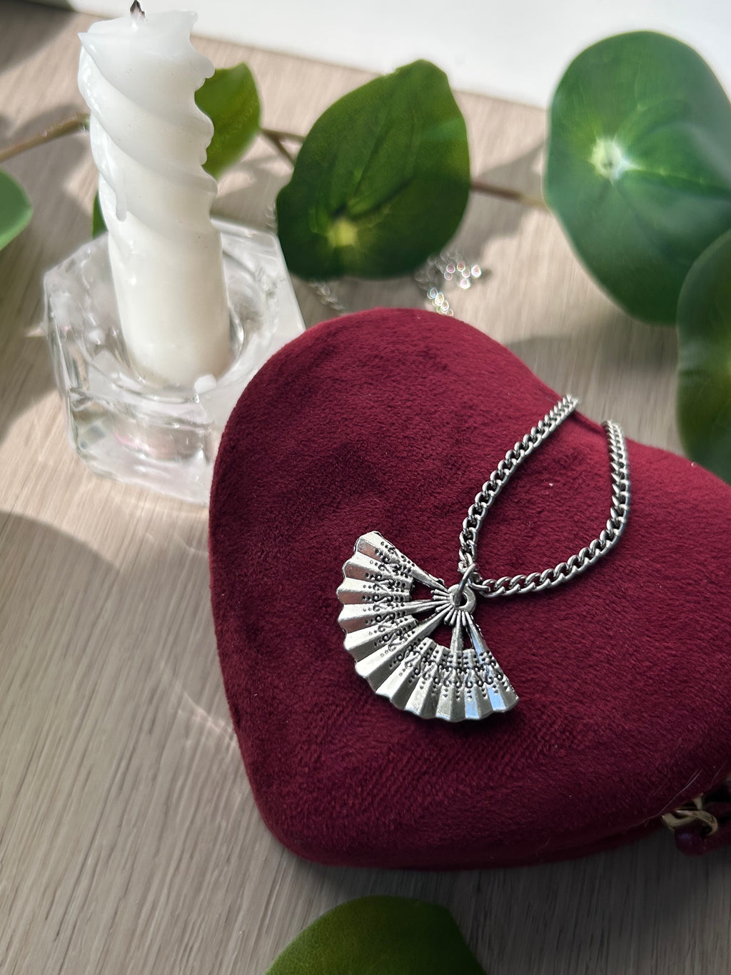Silver Folding Fan Charm Pendant