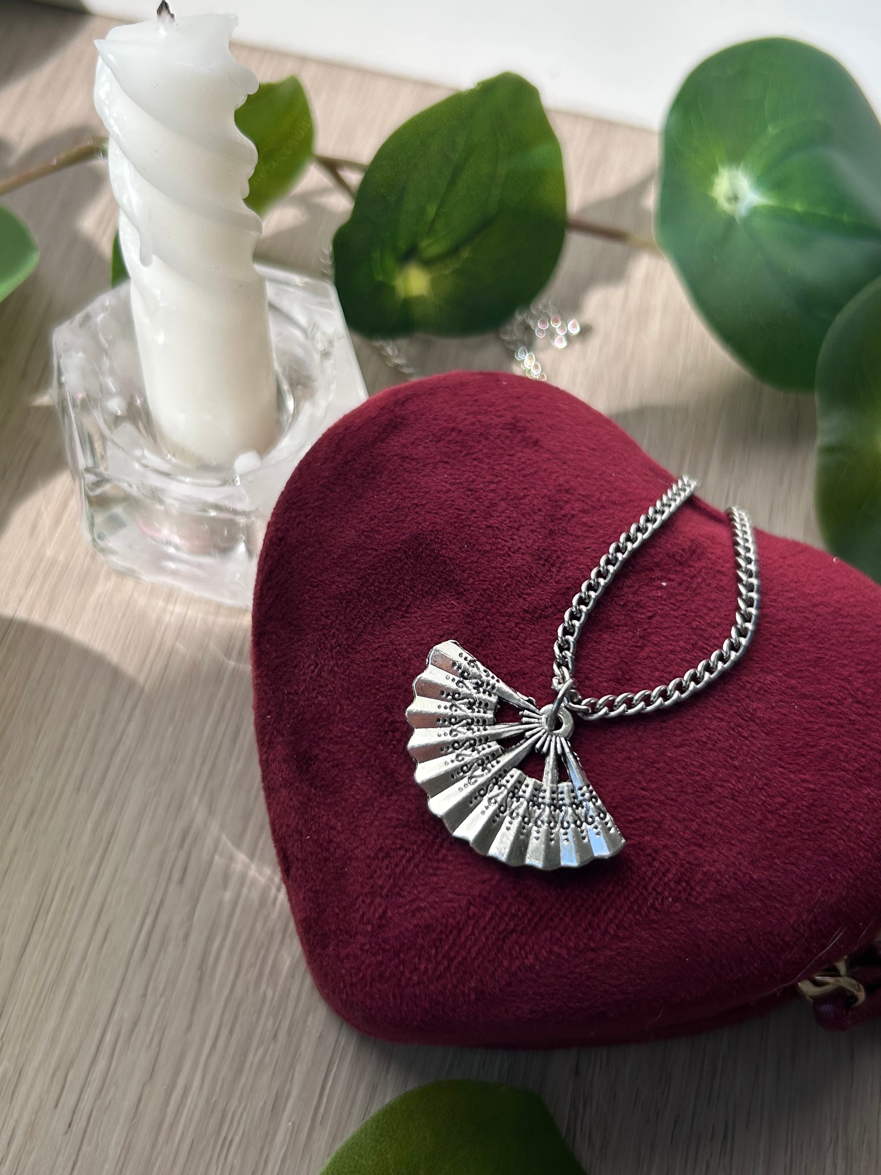 Silver Folding Fan Charm Pendant