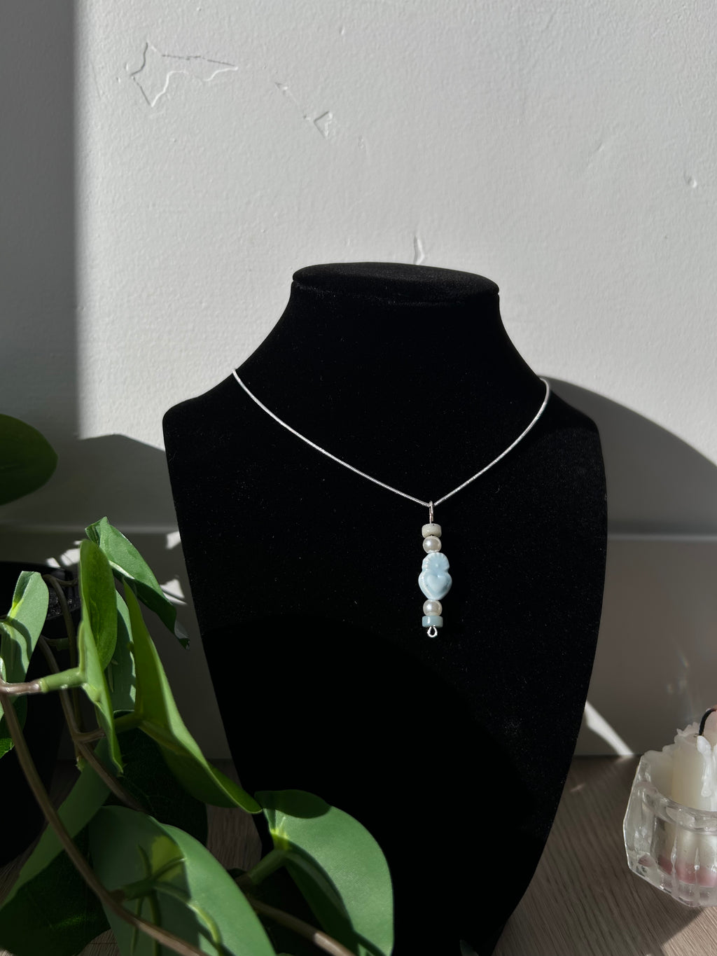 Larimar and Pearl Drop Necklace