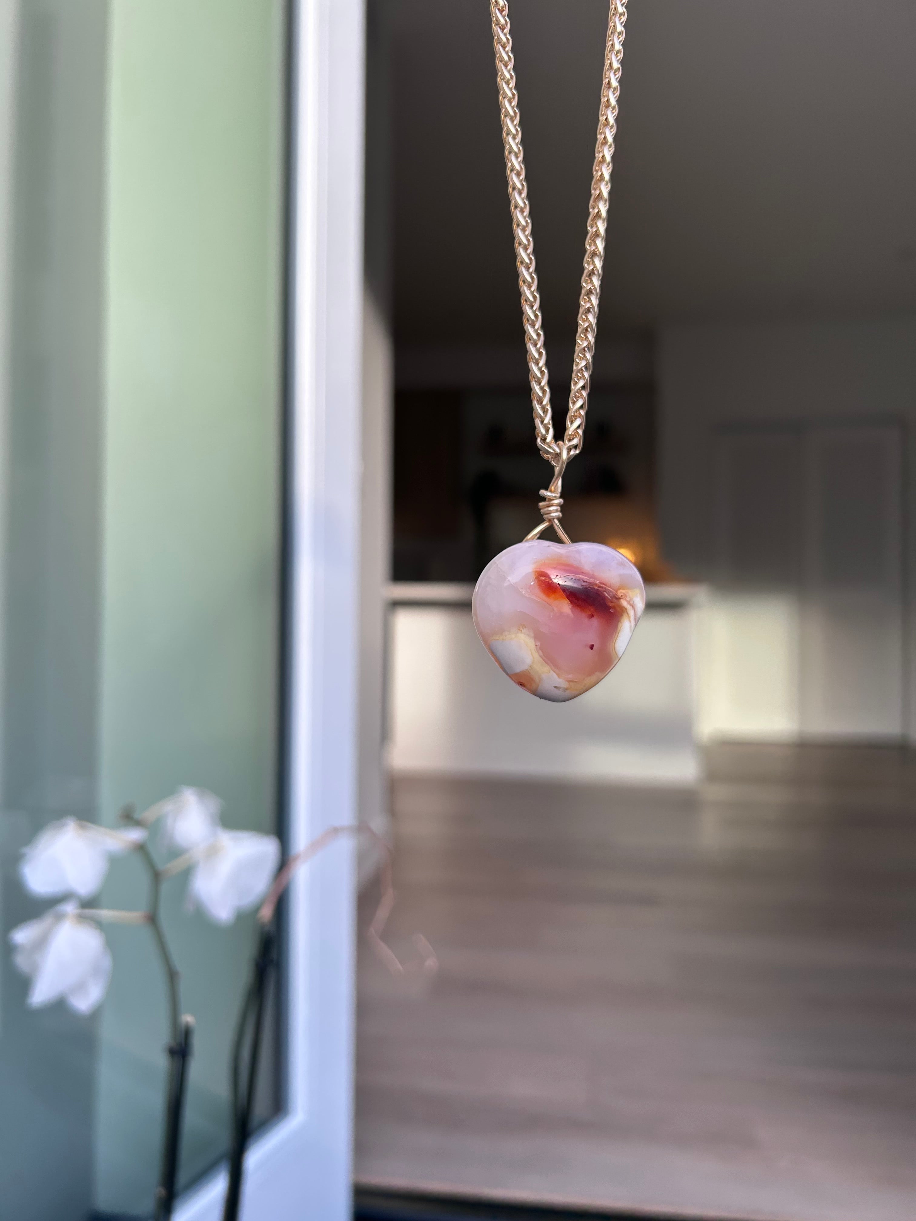 Warm Fire Carnelian Heart Pendant