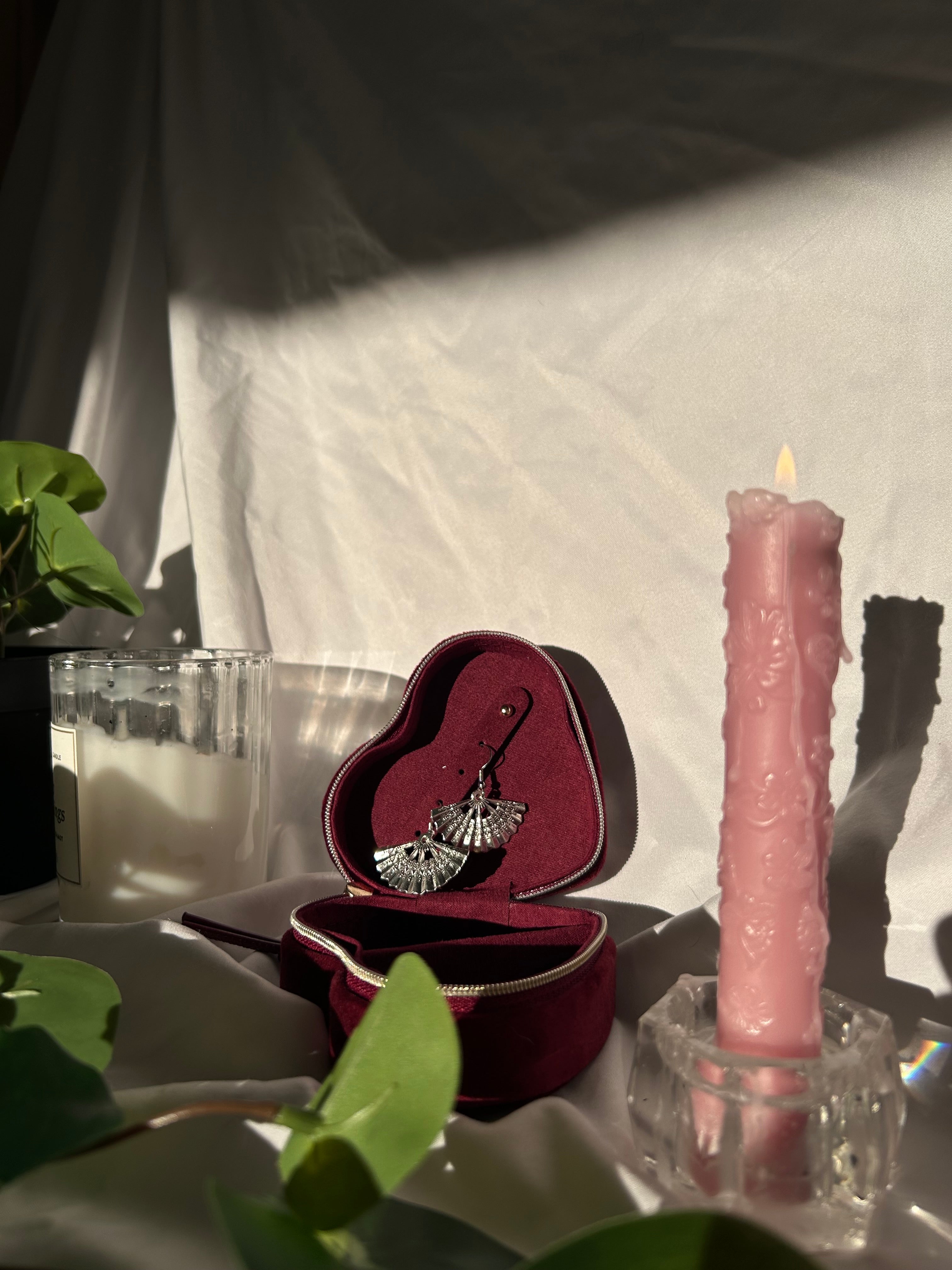 Silver Fan Drop Earrings
