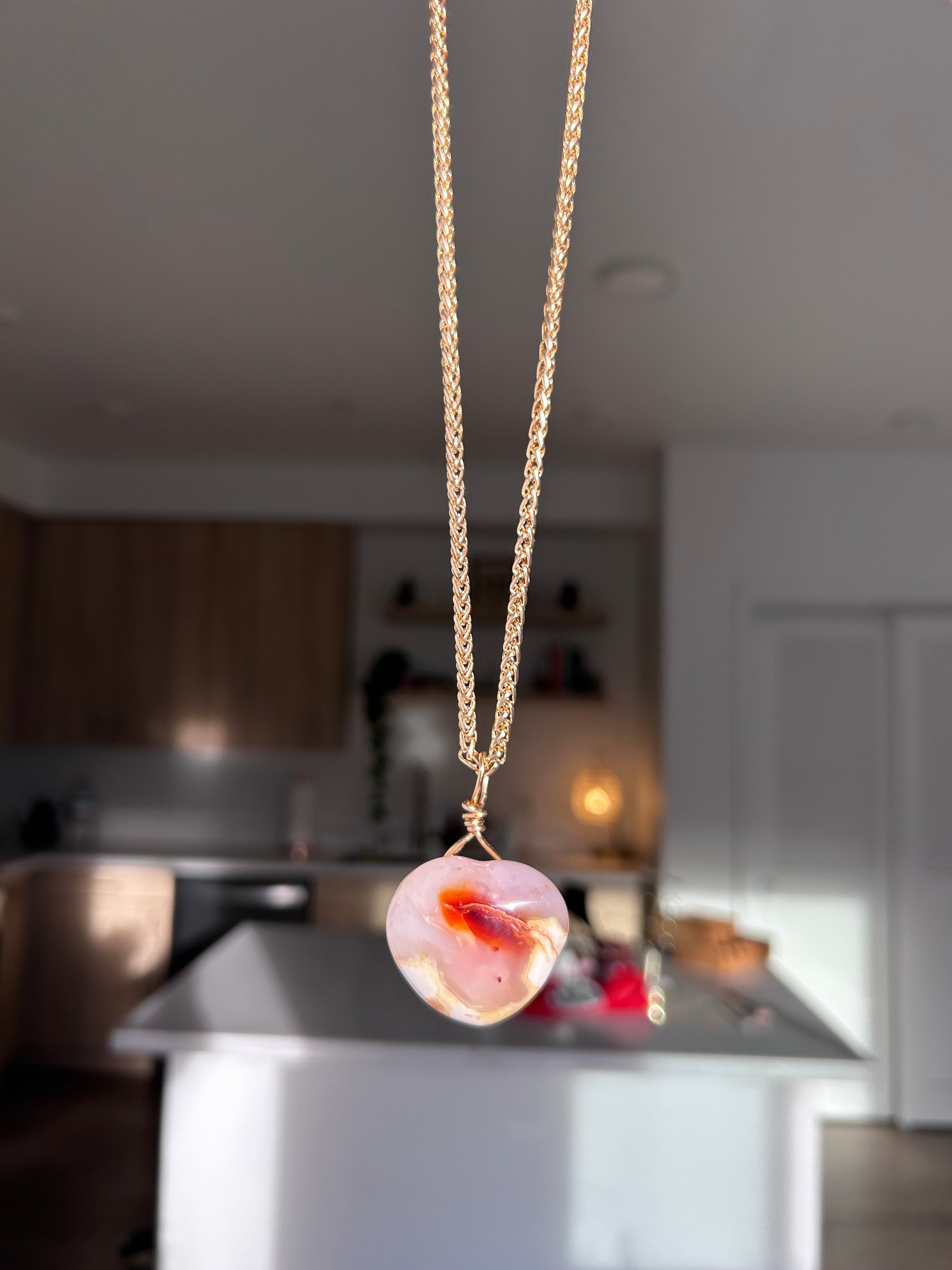 Warm Fire Carnelian Heart Pendant