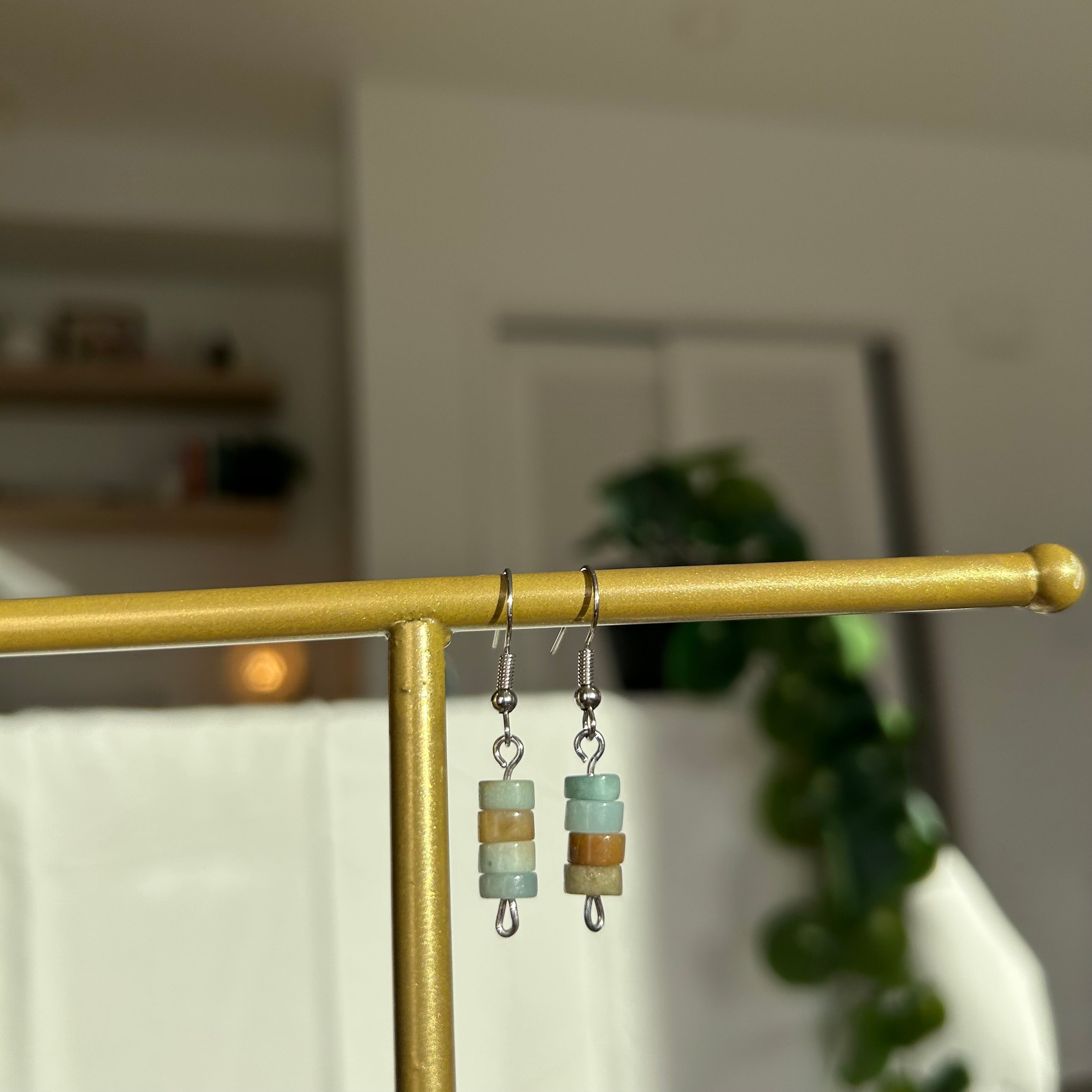 Earth and Sea Gemstone Drop Earrings