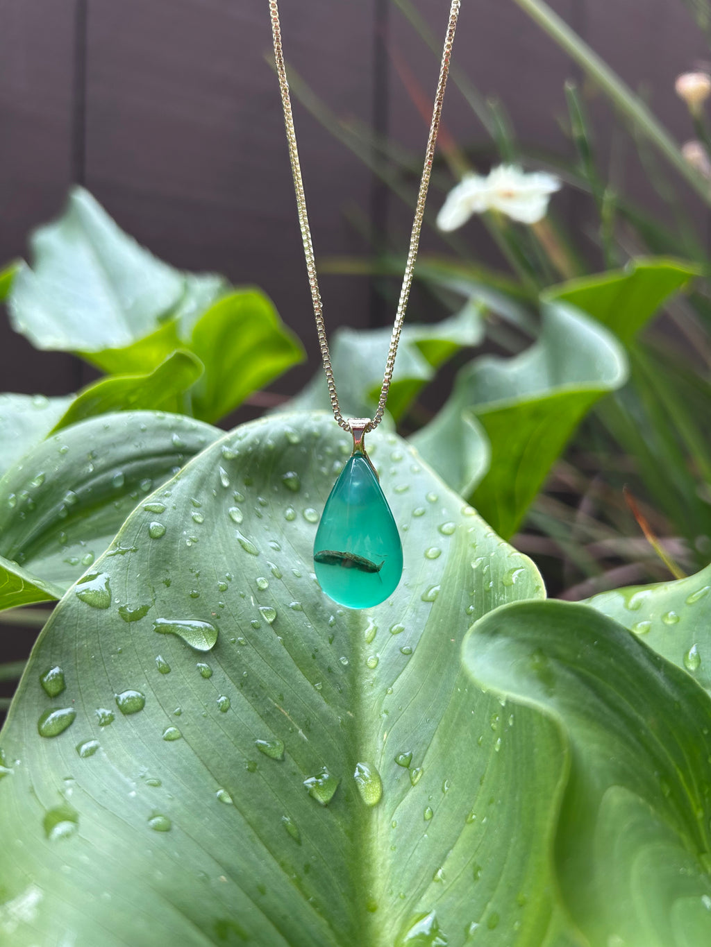 Green Agate Teardrop Pendant