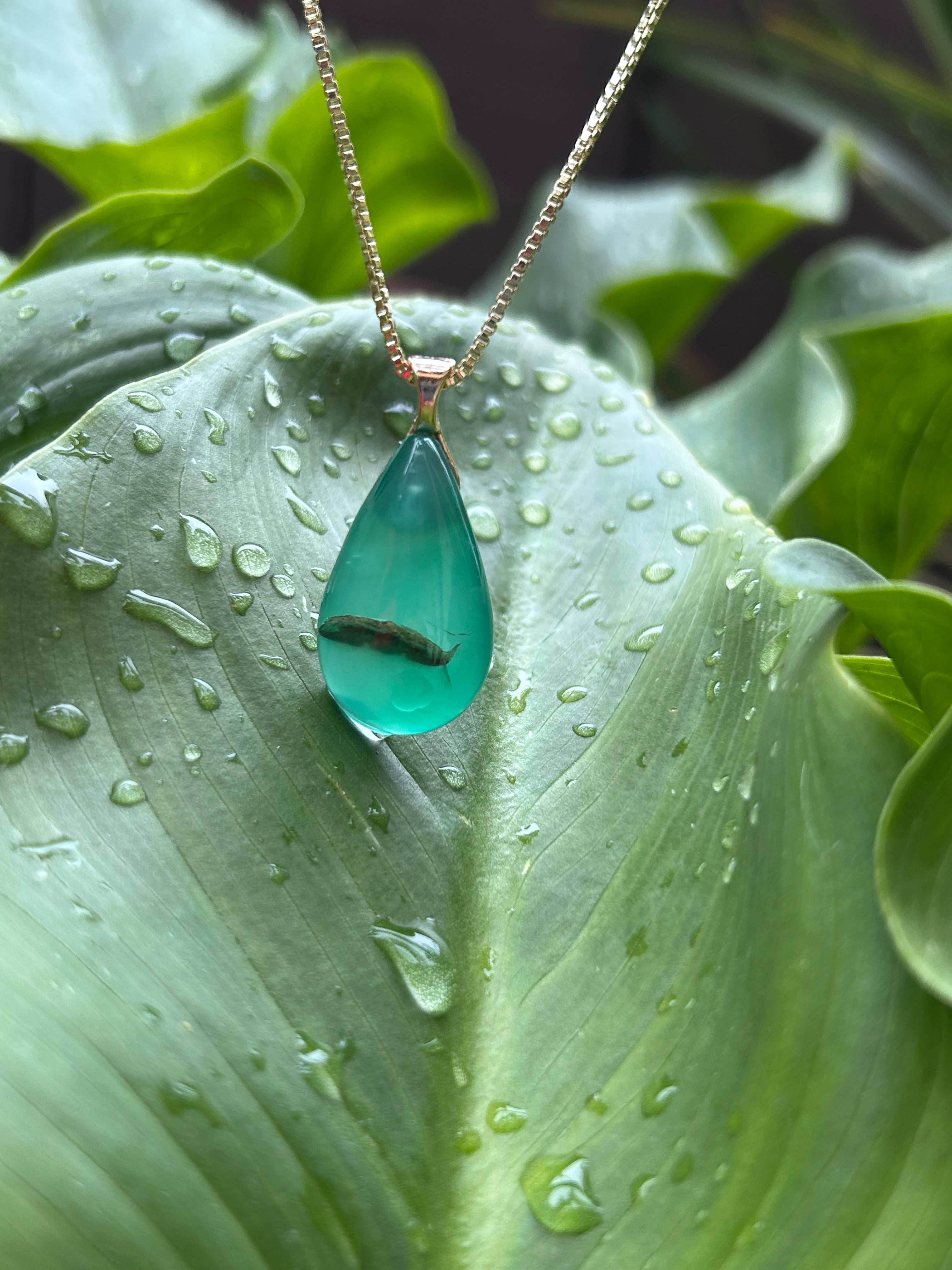 Green Agate Teardrop Pendant