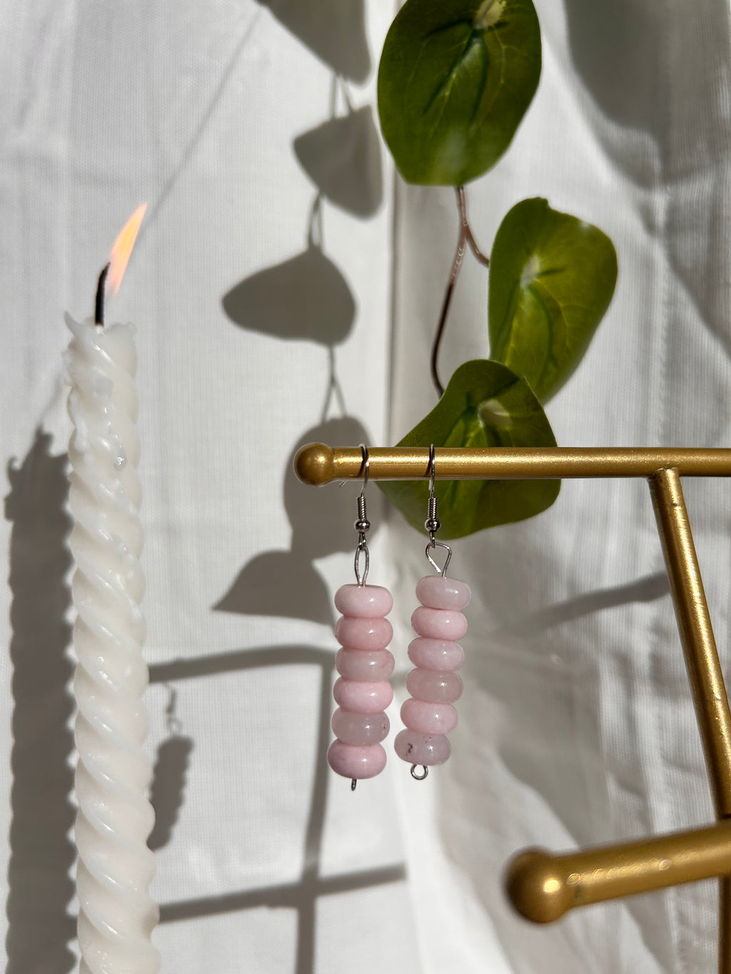 Rose Quartz Beaded Dangle Earrings