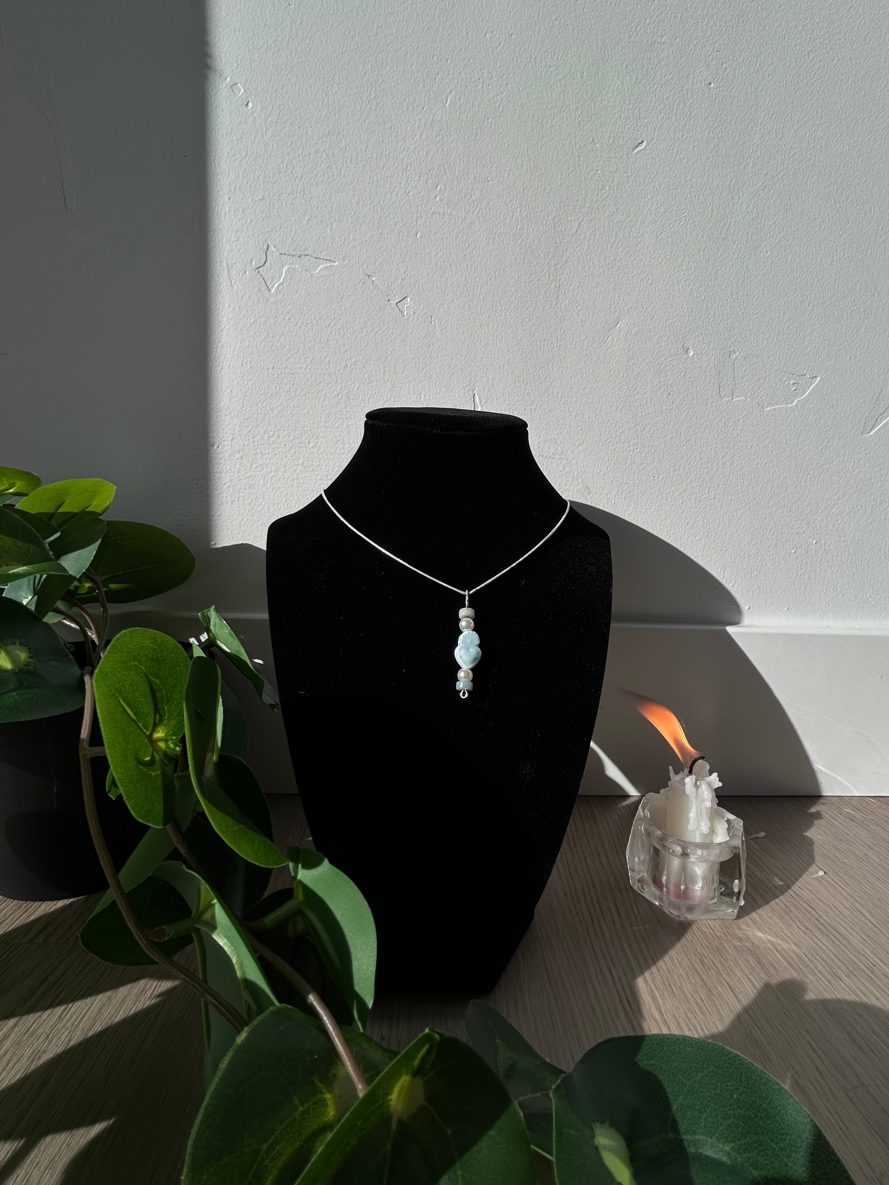 Larimar and Pearl Drop Necklace