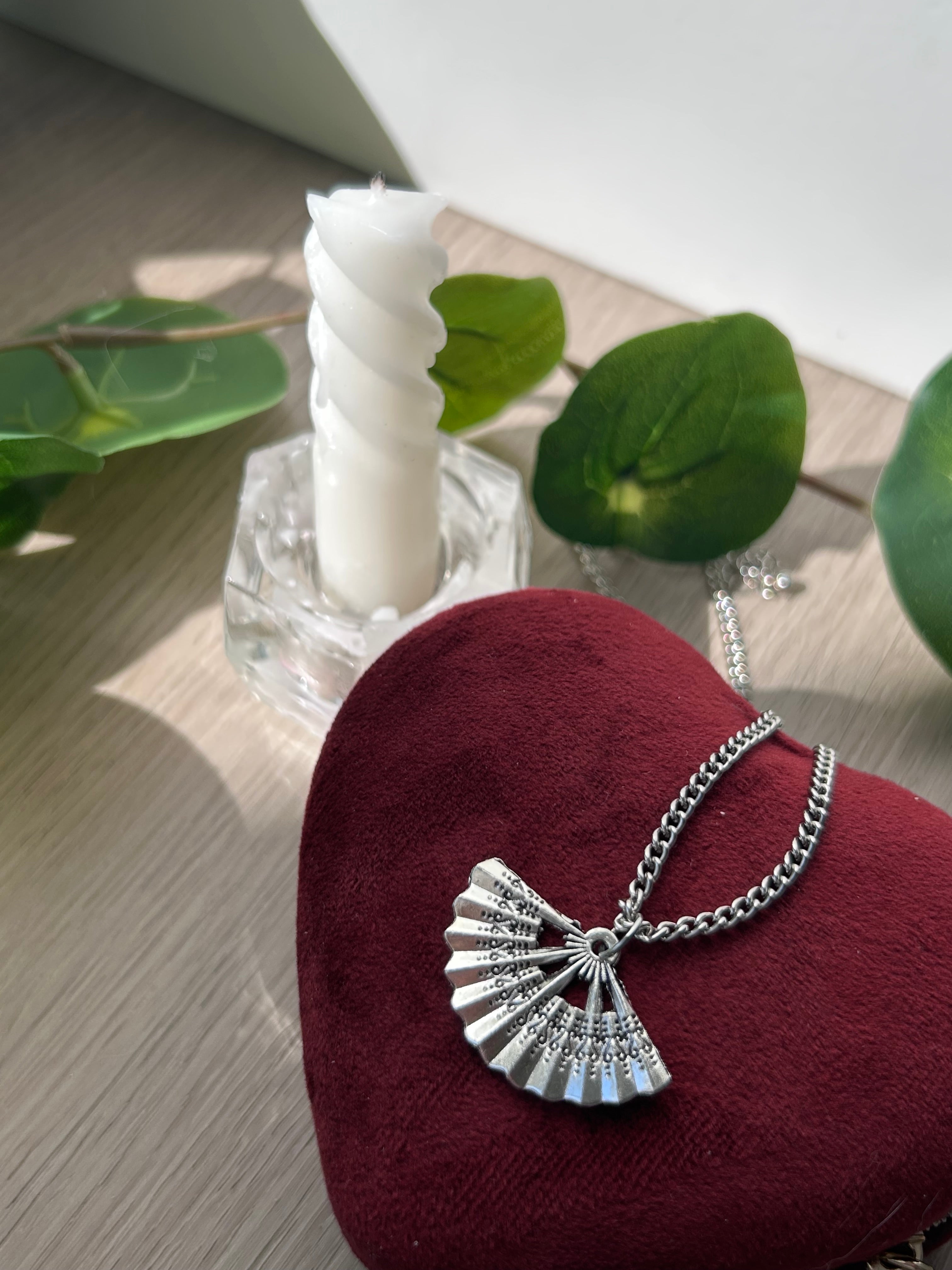 Silver Folding Fan Charm Pendant