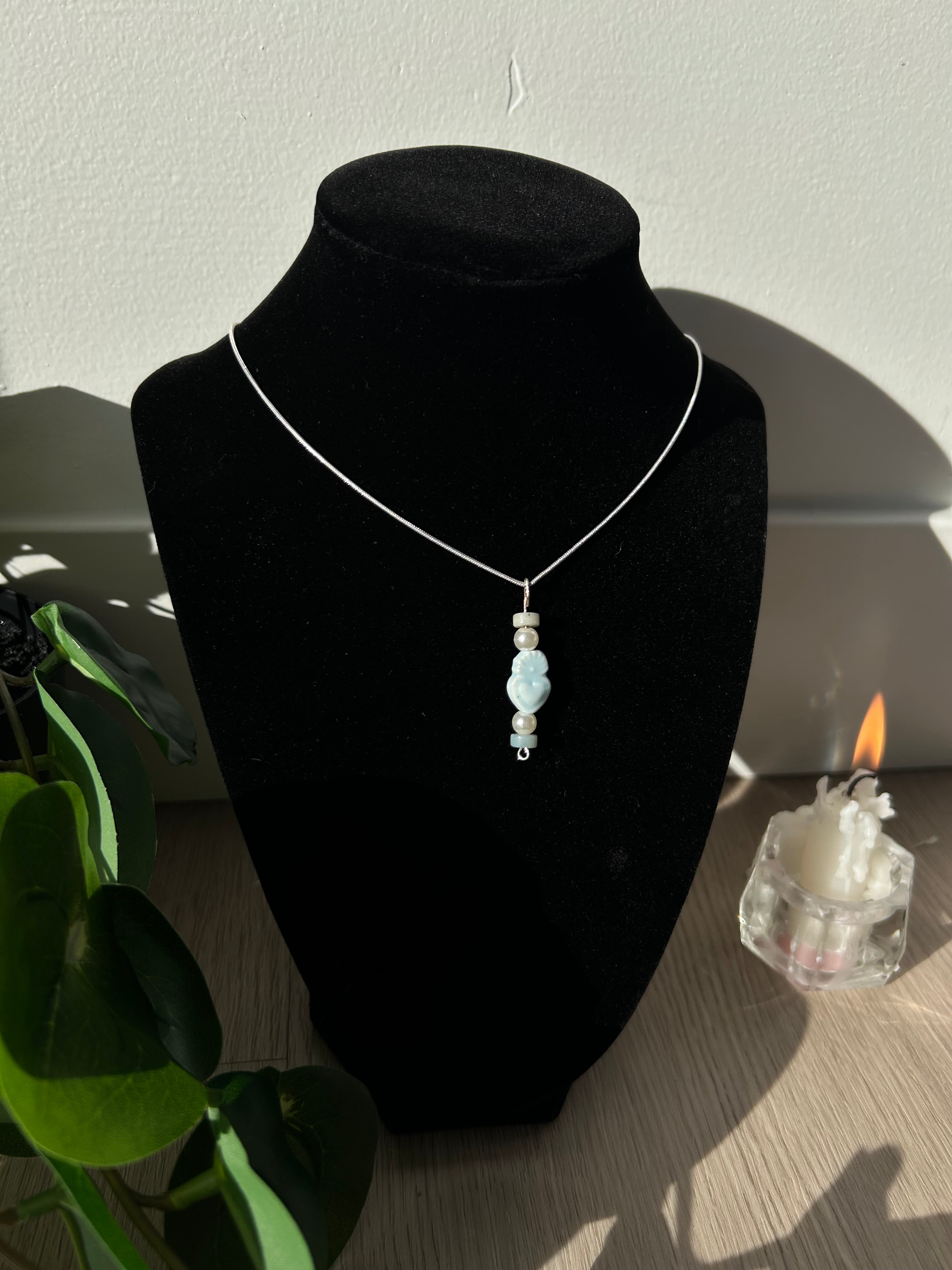 Larimar and Pearl Drop Necklace