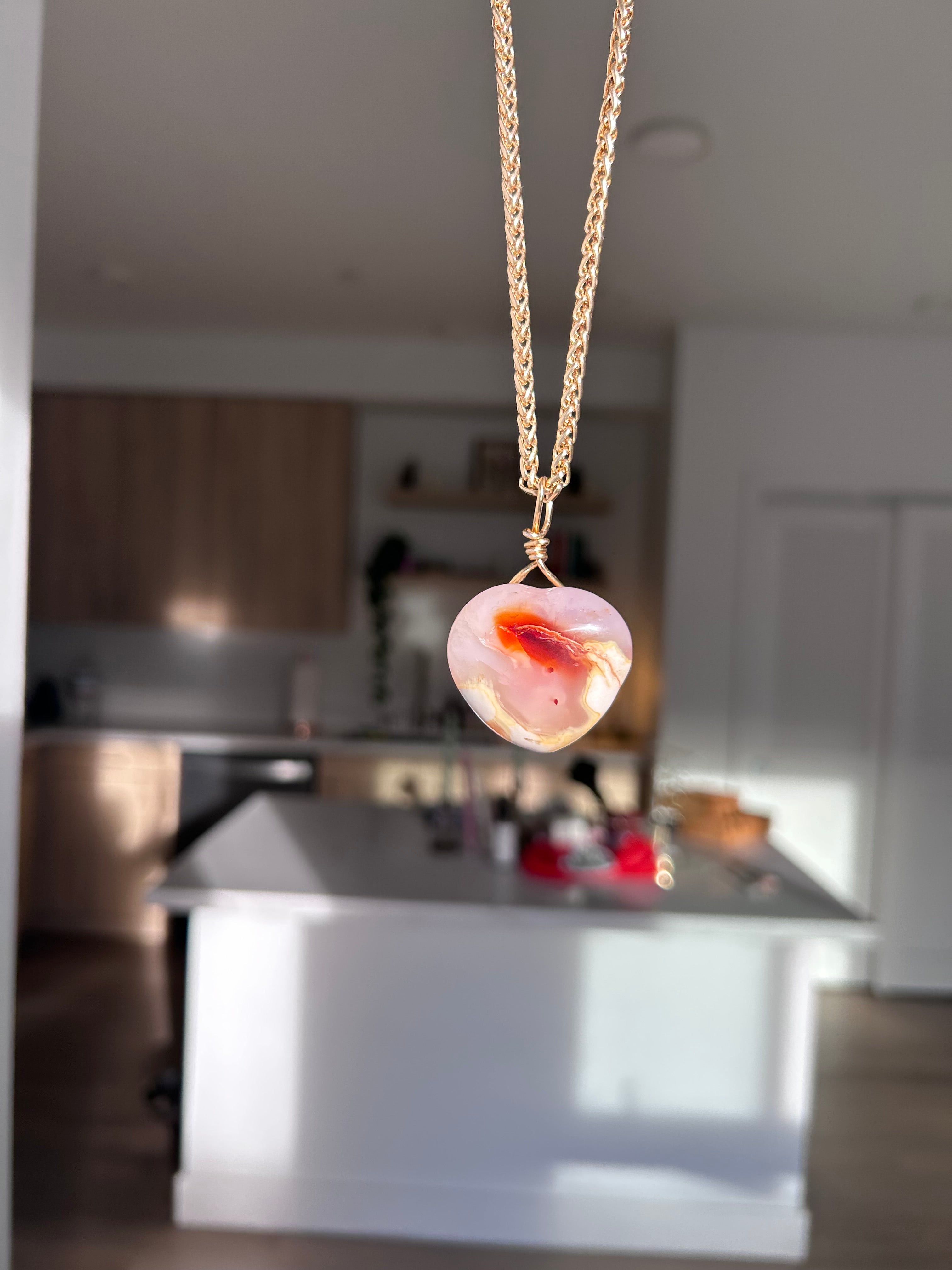 Warm Fire Carnelian Heart Pendant