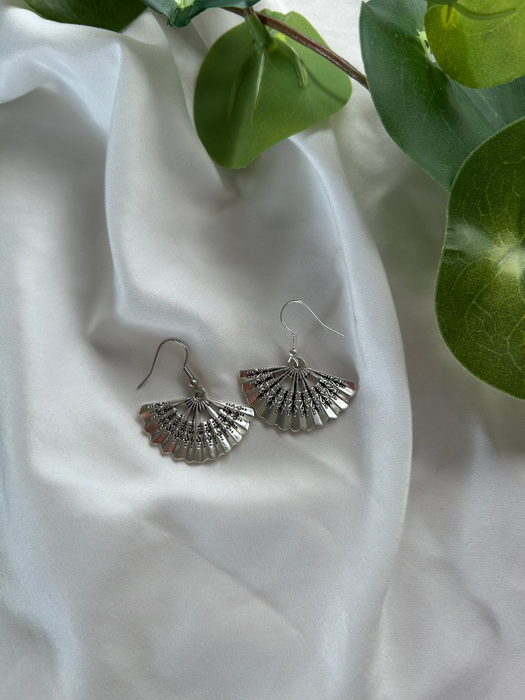 Silver Fan Drop Earrings