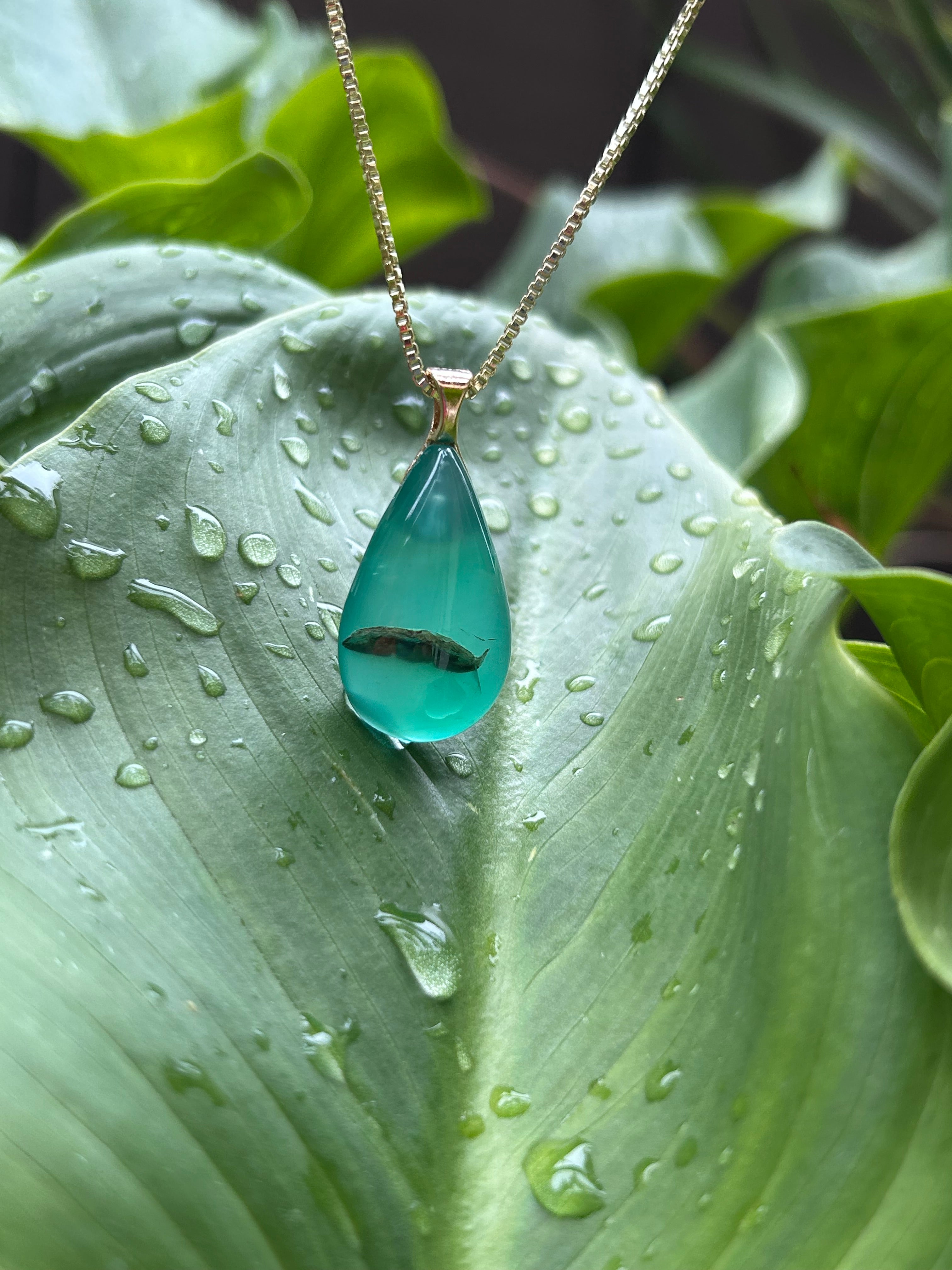Green Agate Teardrop Pendant