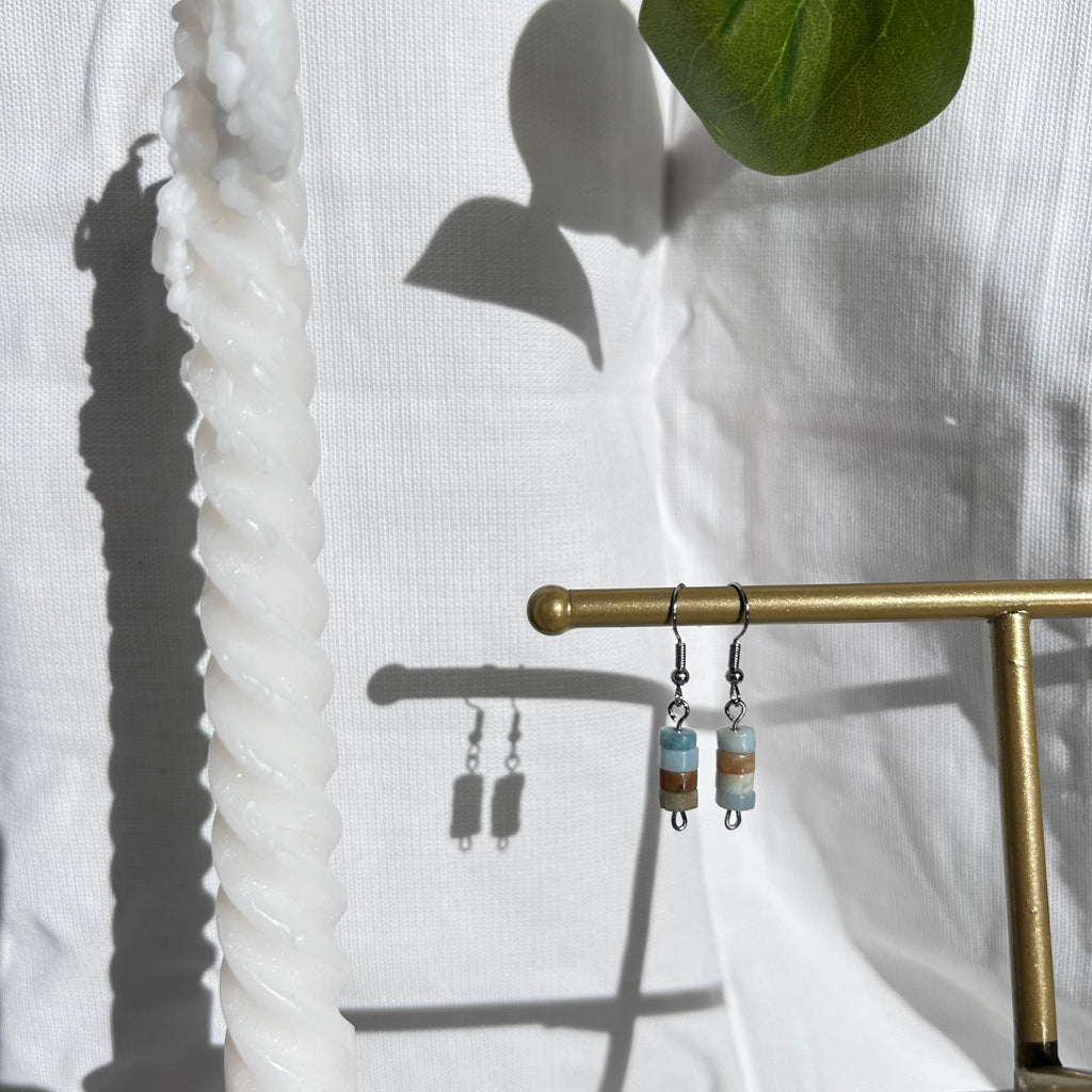 Earth and Sea Gemstone Drop Earrings