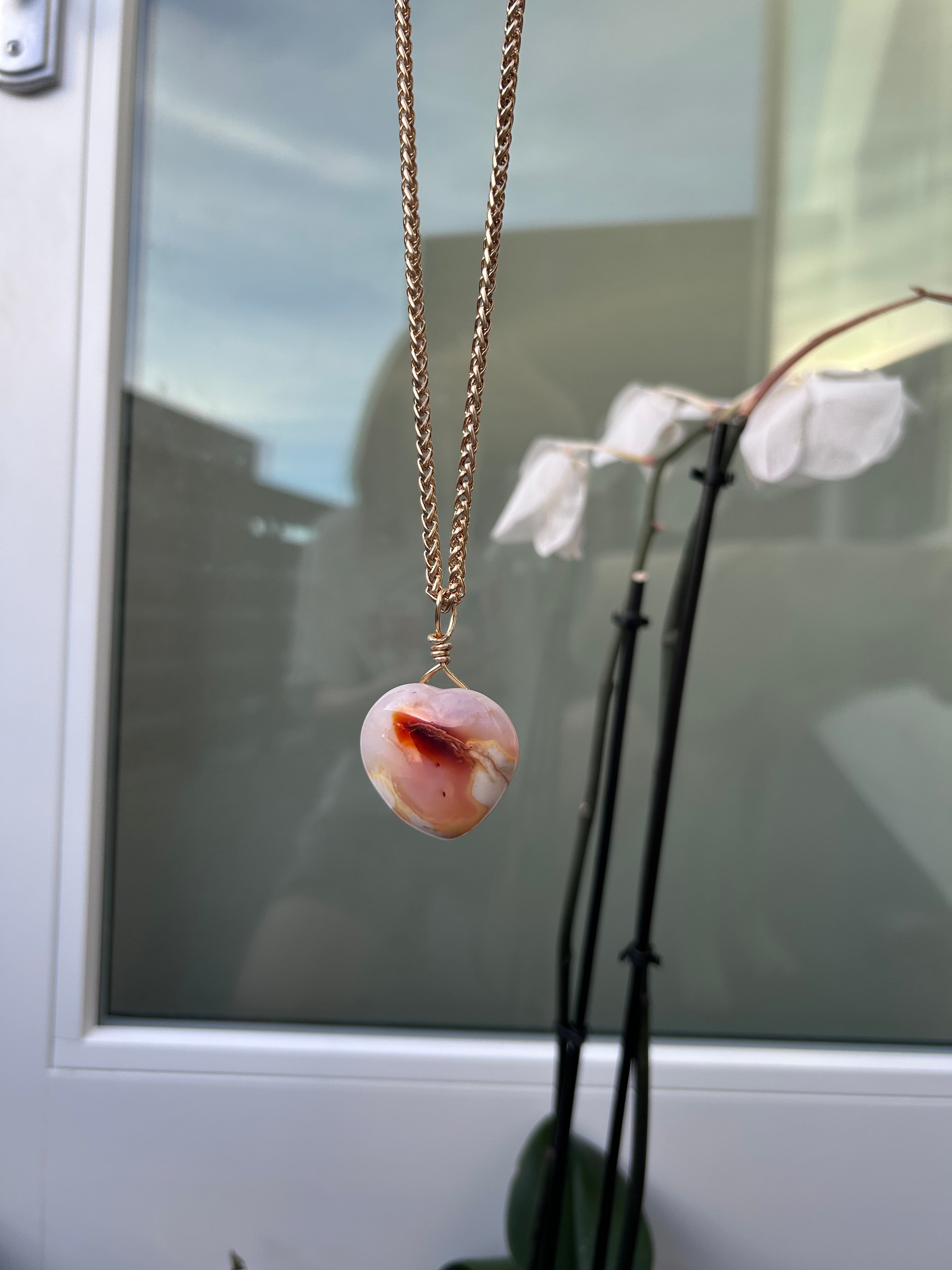 Warm Fire Carnelian Heart Pendant