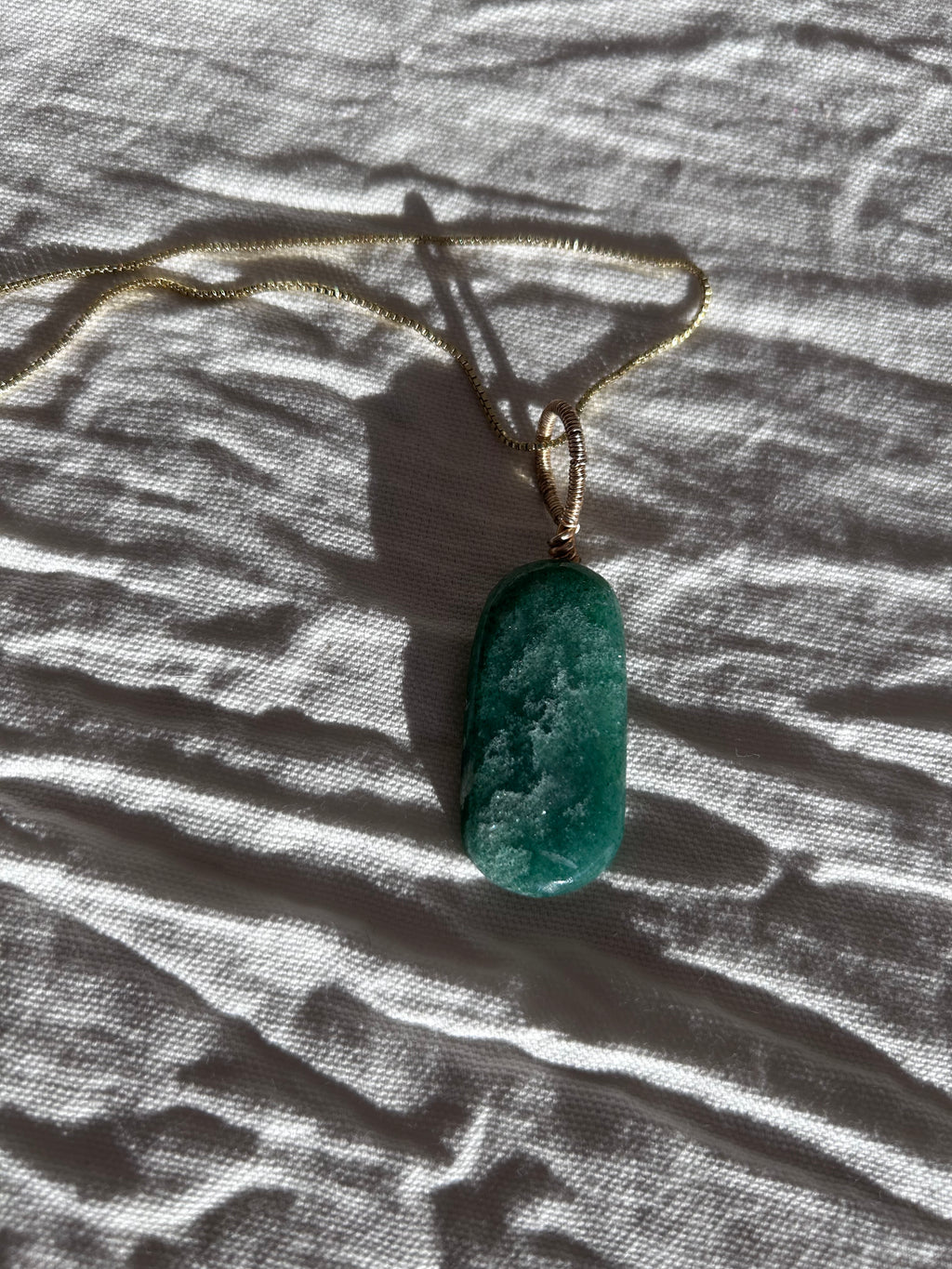 Emerald Glow- Green Aventurine Slab Pendant
