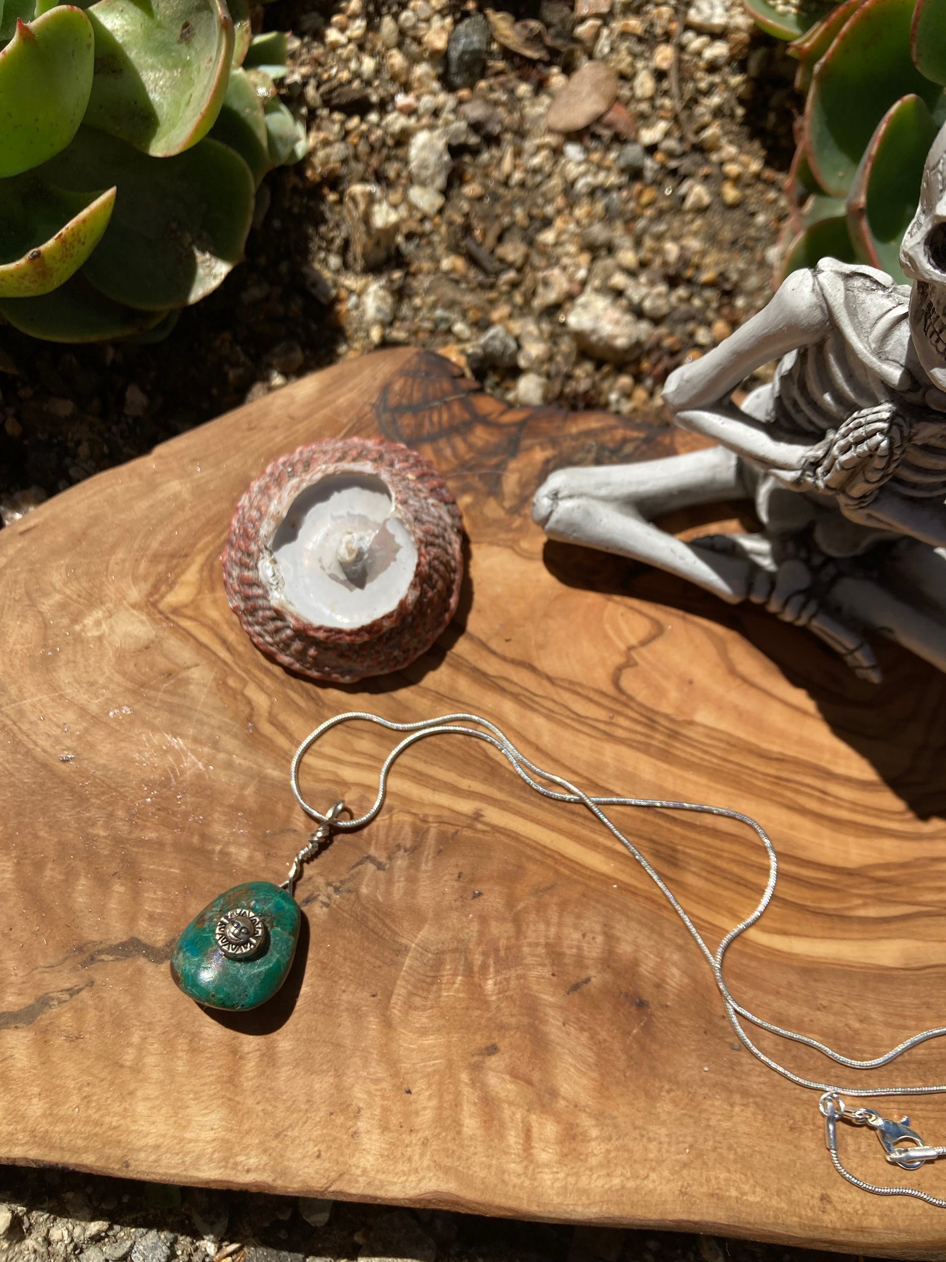 Ocean Earth Chrysocolla Pendant with Sun Detail