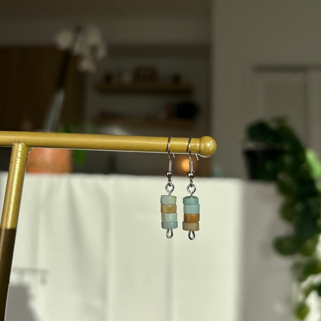 Earth and Sea Gemstone Drop Earrings