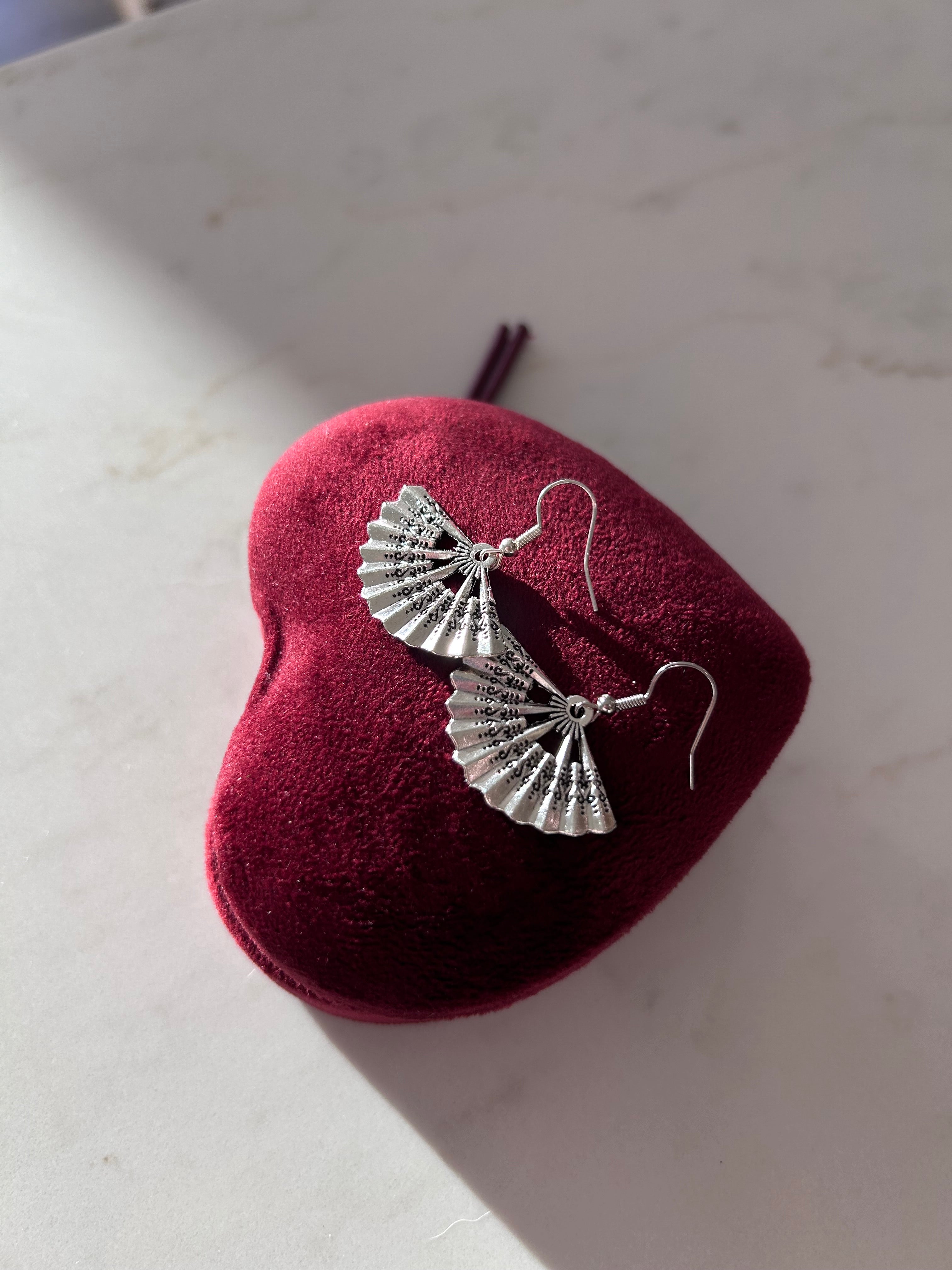 Silver Fan Drop Earrings