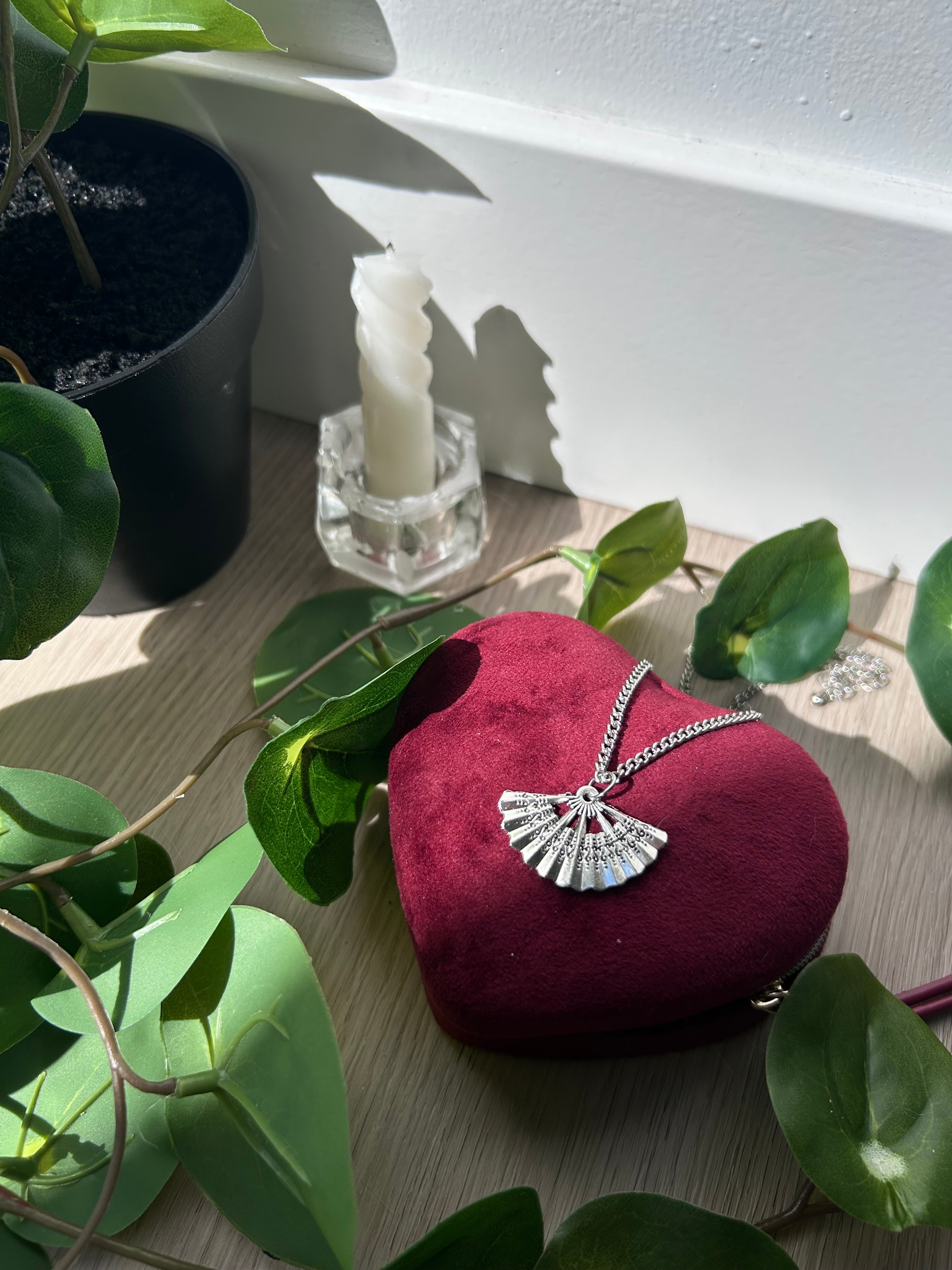 Silver Folding Fan Charm Pendant