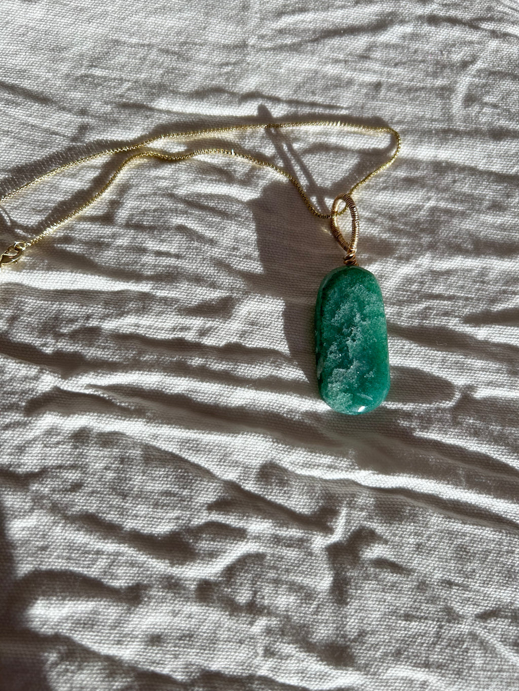 Emerald Glow- Green Aventurine Slab Pendant