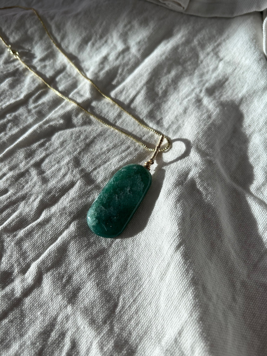 Emerald Glow- Green Aventurine Slab Pendant