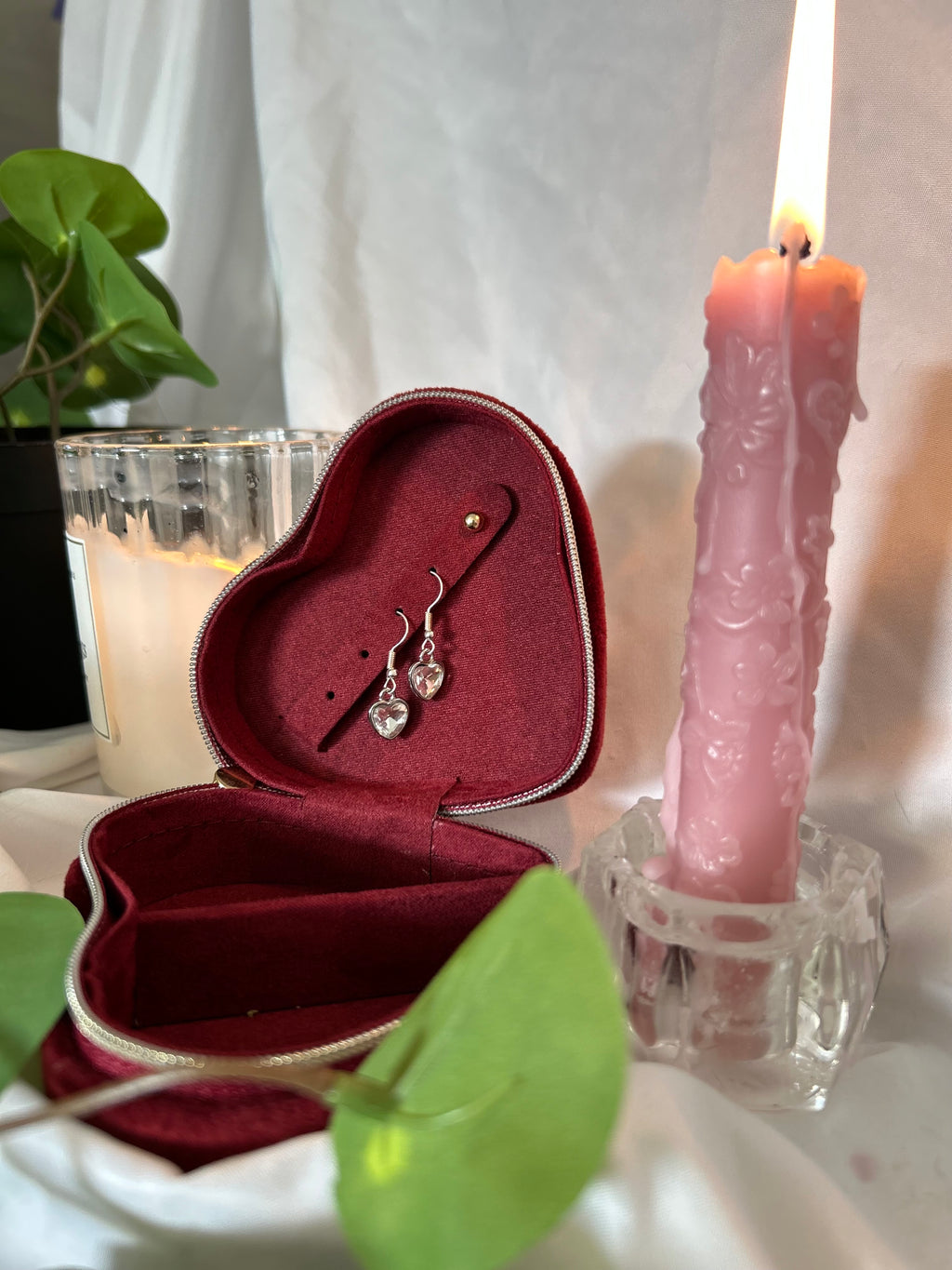 Crystal Heart Drop Earrings