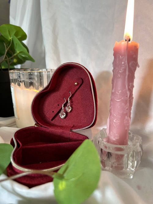 Crystal Heart Drop Earrings