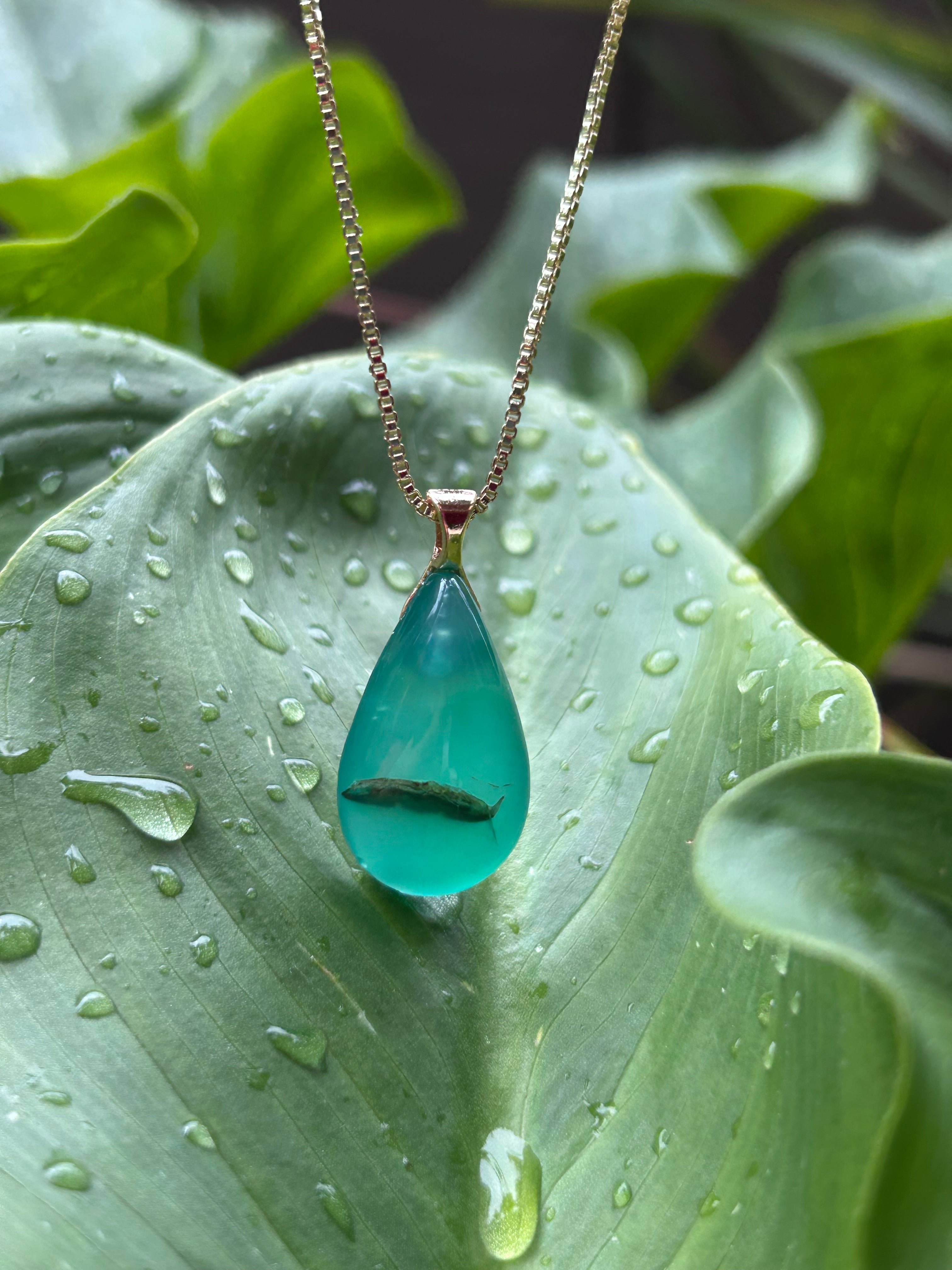 Green Agate Teardrop Pendant