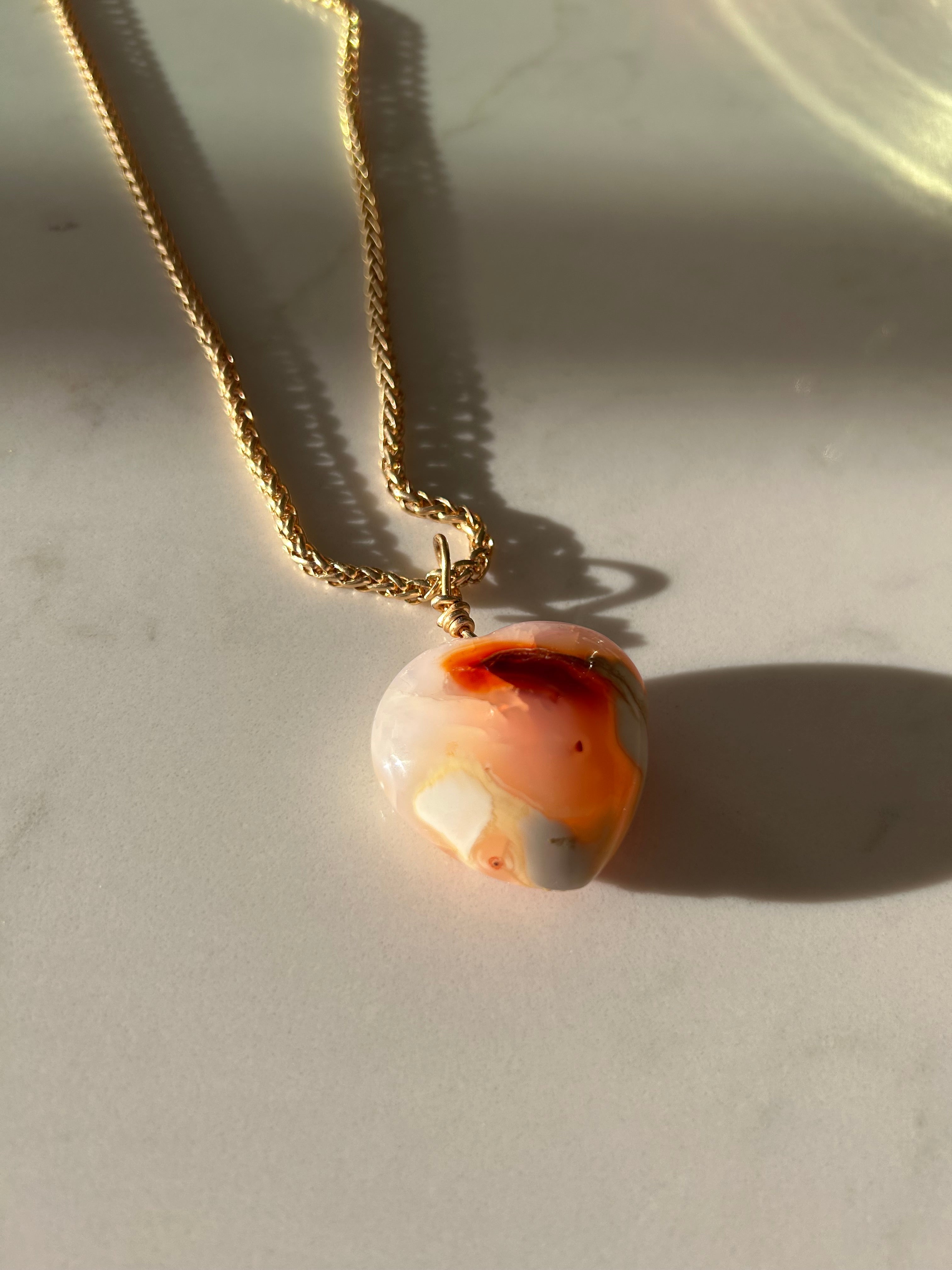 Warm Fire Carnelian Heart Pendant