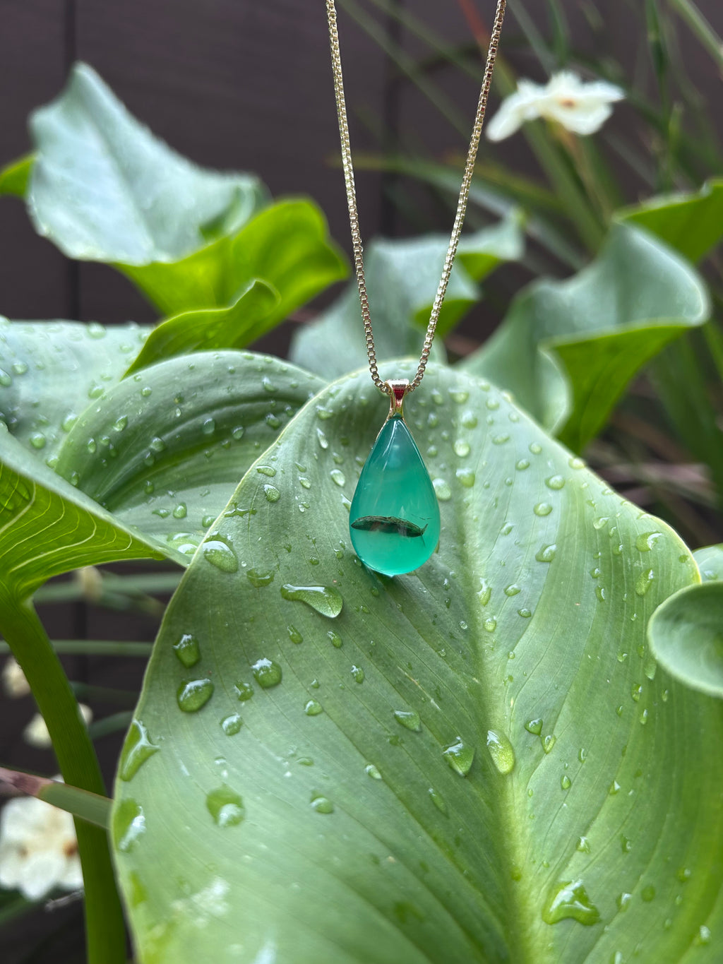 Green Agate Teardrop Pendant