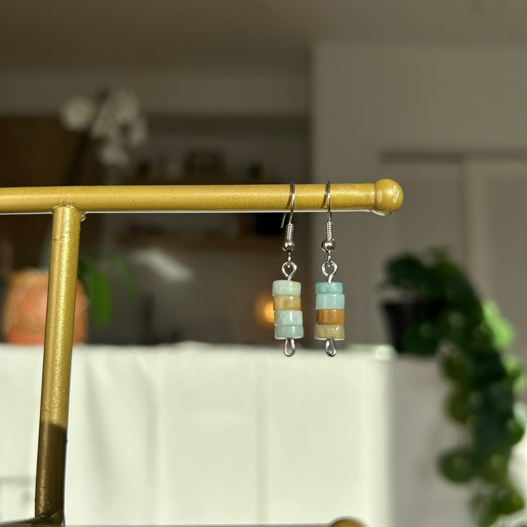 Earth and Sea Gemstone Drop Earrings