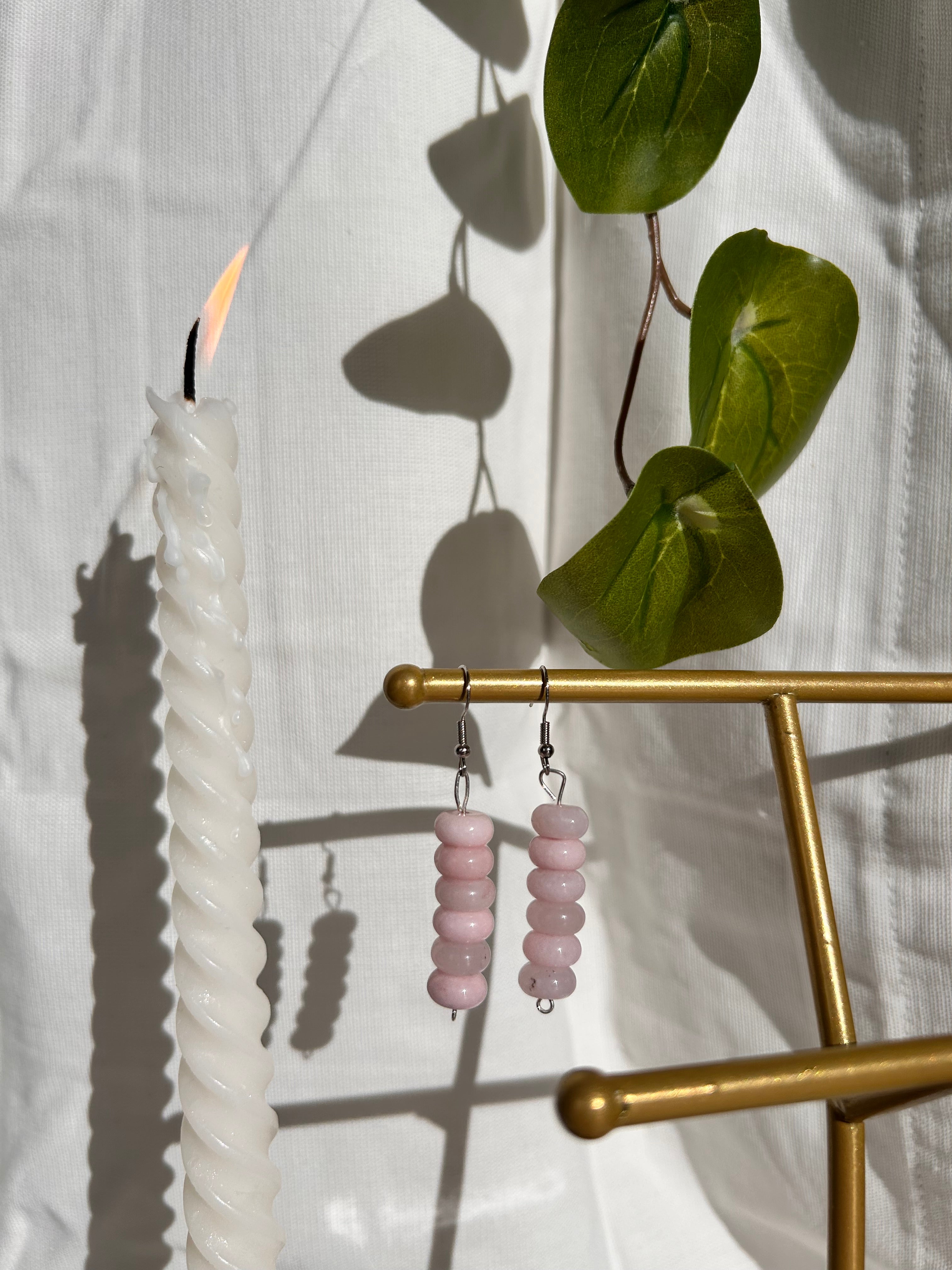 Rose Quartz Beaded Dangle Earrings