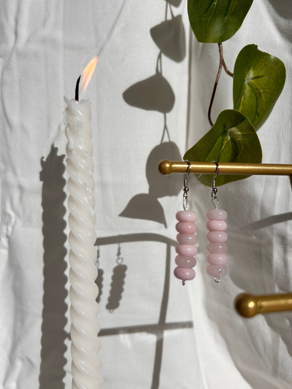 Rose Quartz Beaded Dangle Earrings