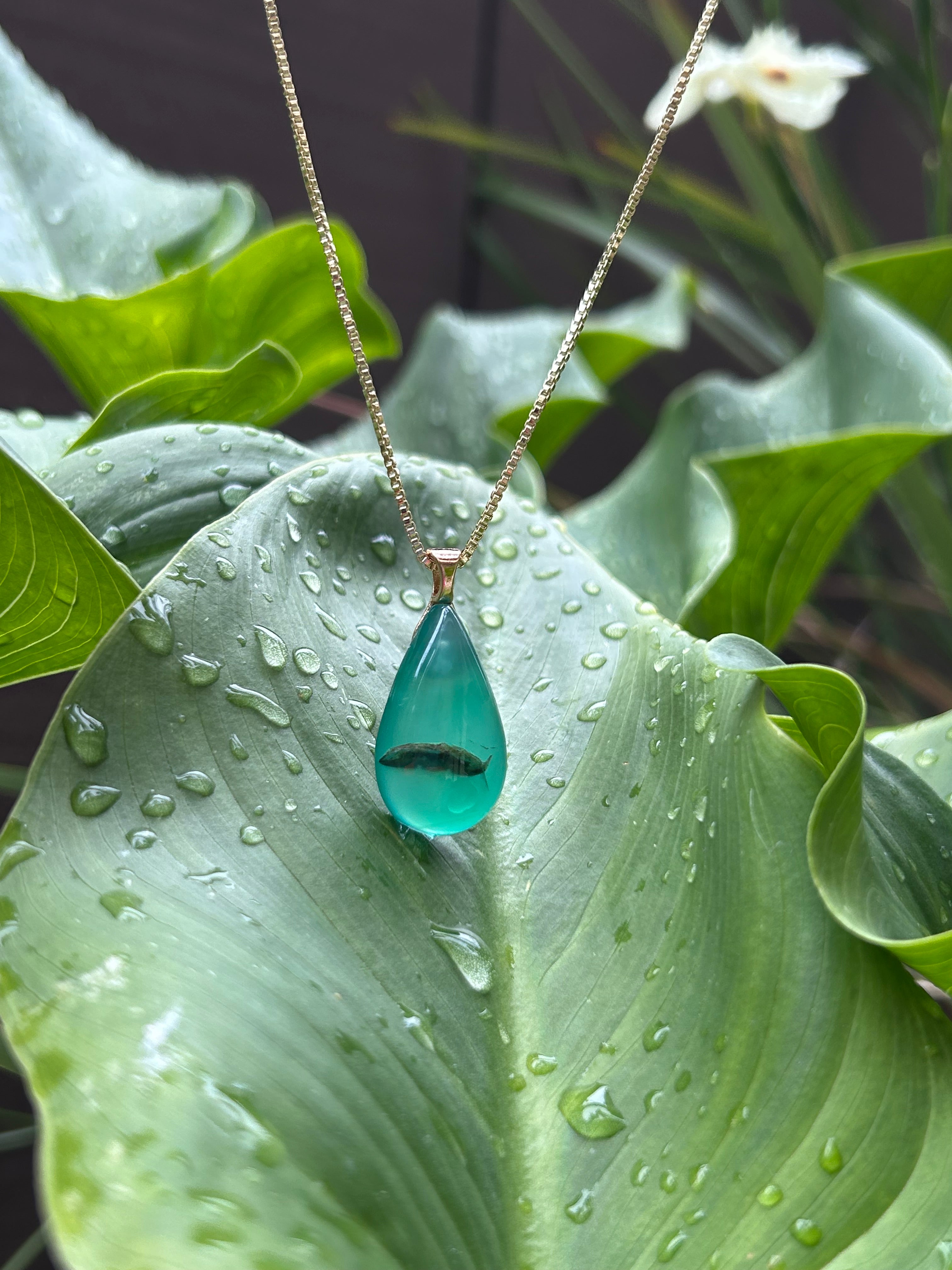 Green Agate Teardrop Pendant