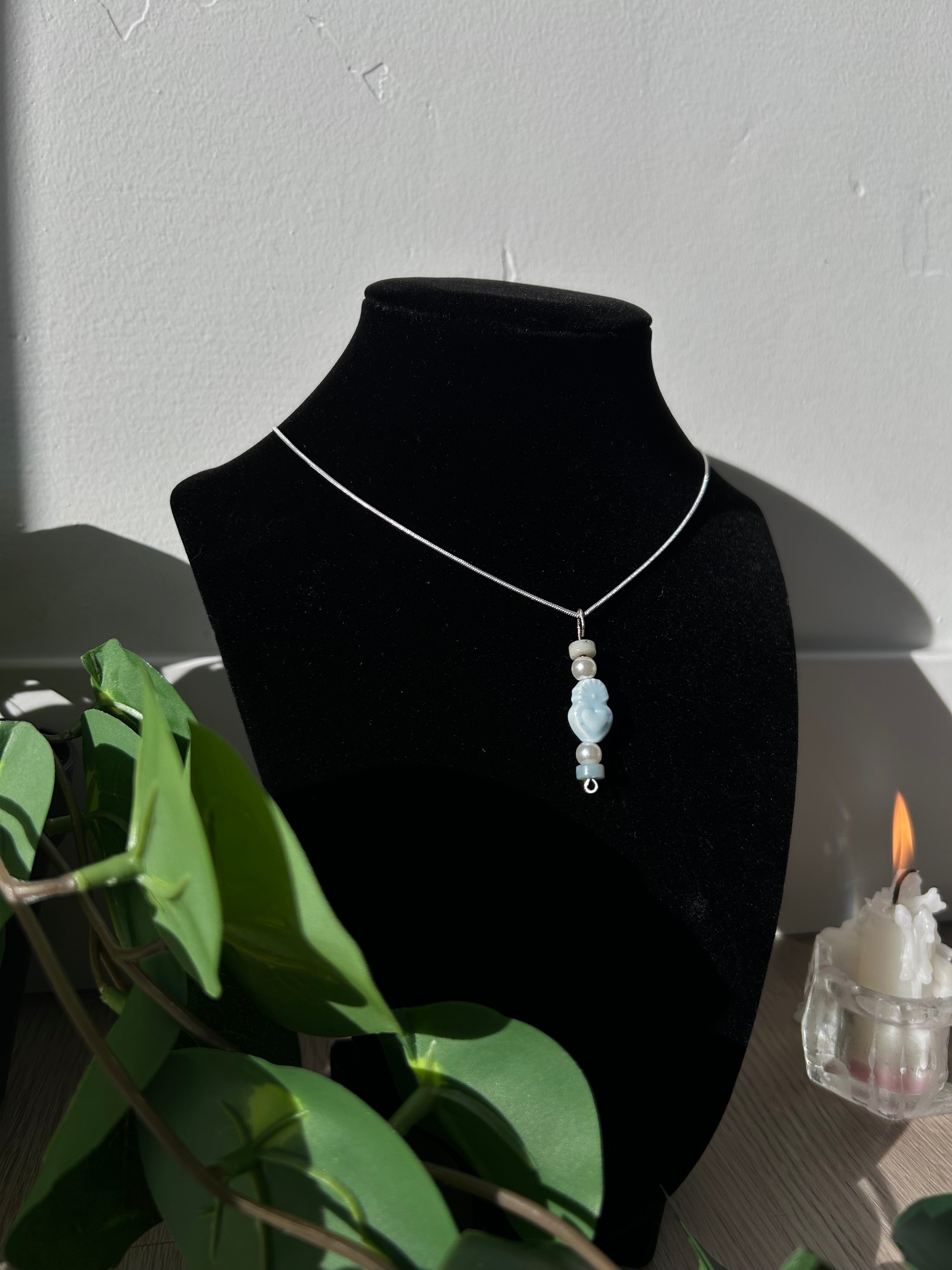 Larimar and Pearl Drop Necklace