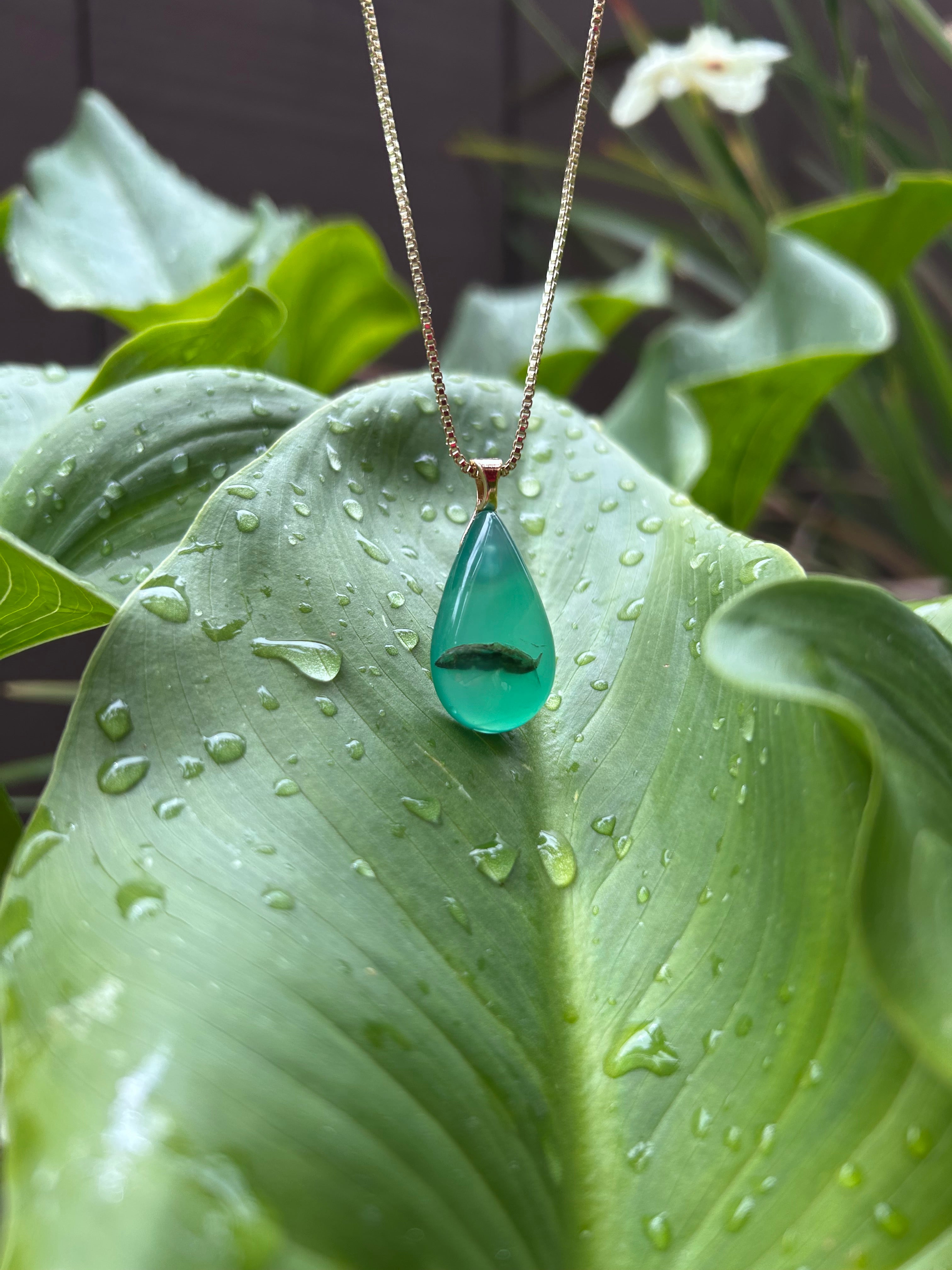 Green Agate Teardrop Pendant
