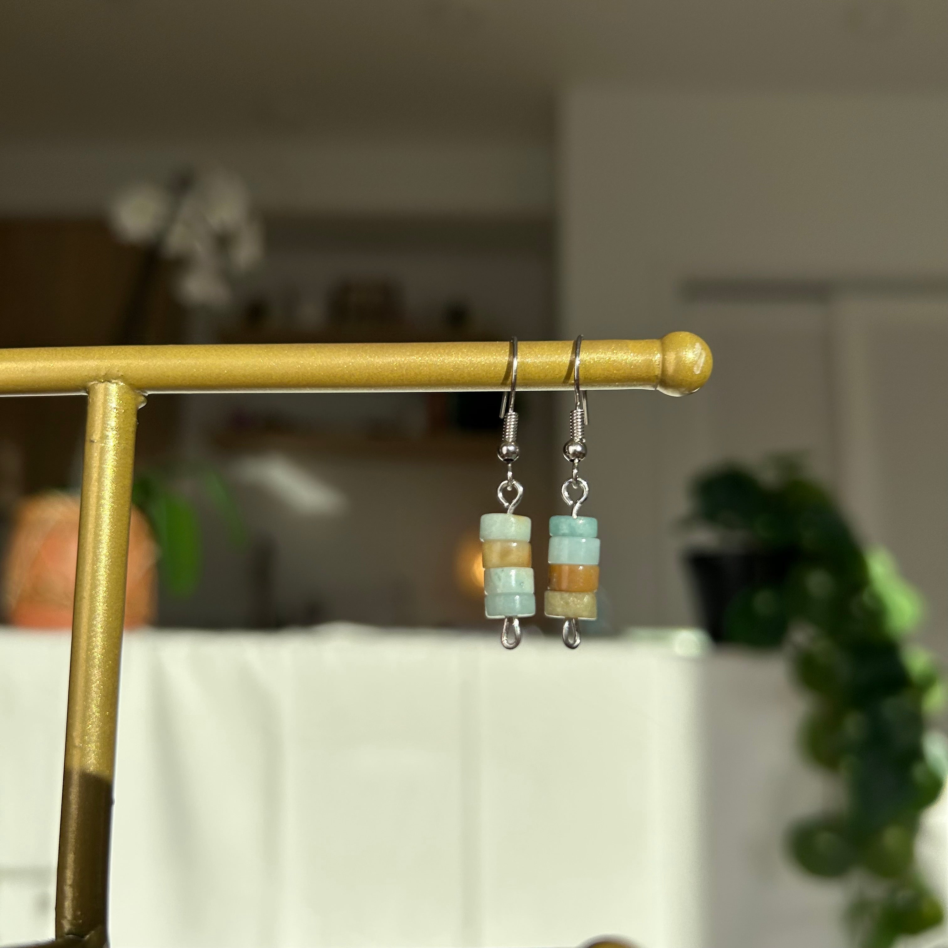 Earth and Sea Gemstone Drop Earrings