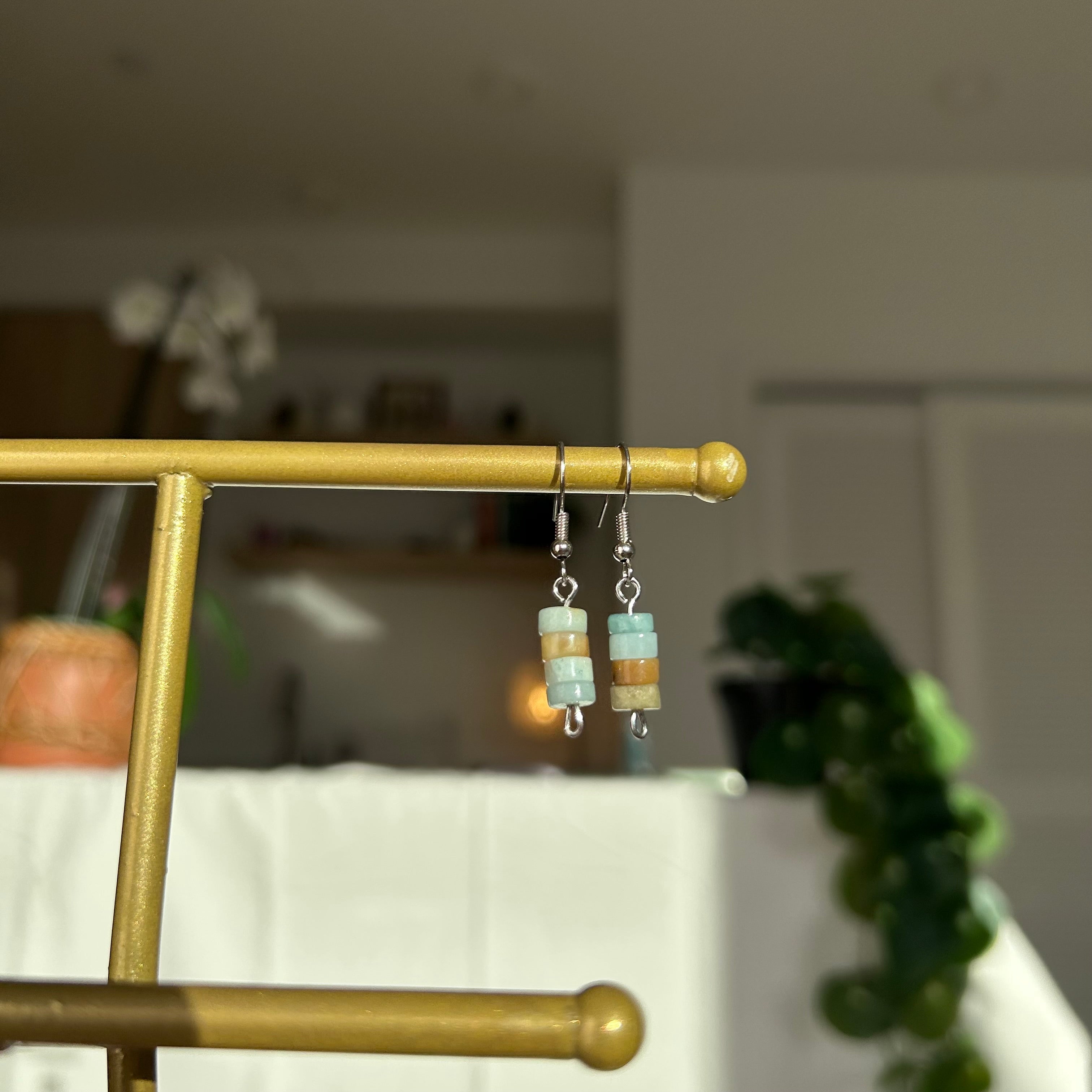 Earth and Sea Gemstone Drop Earrings