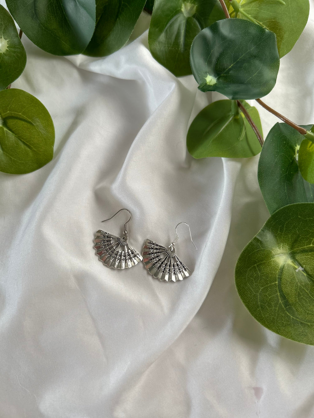 Silver Fan Drop Earrings