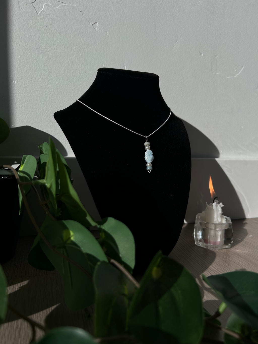 Larimar and Pearl Drop Necklace