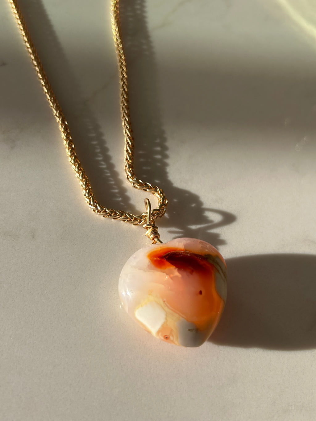 Warm Fire Carnelian Heart Pendant
