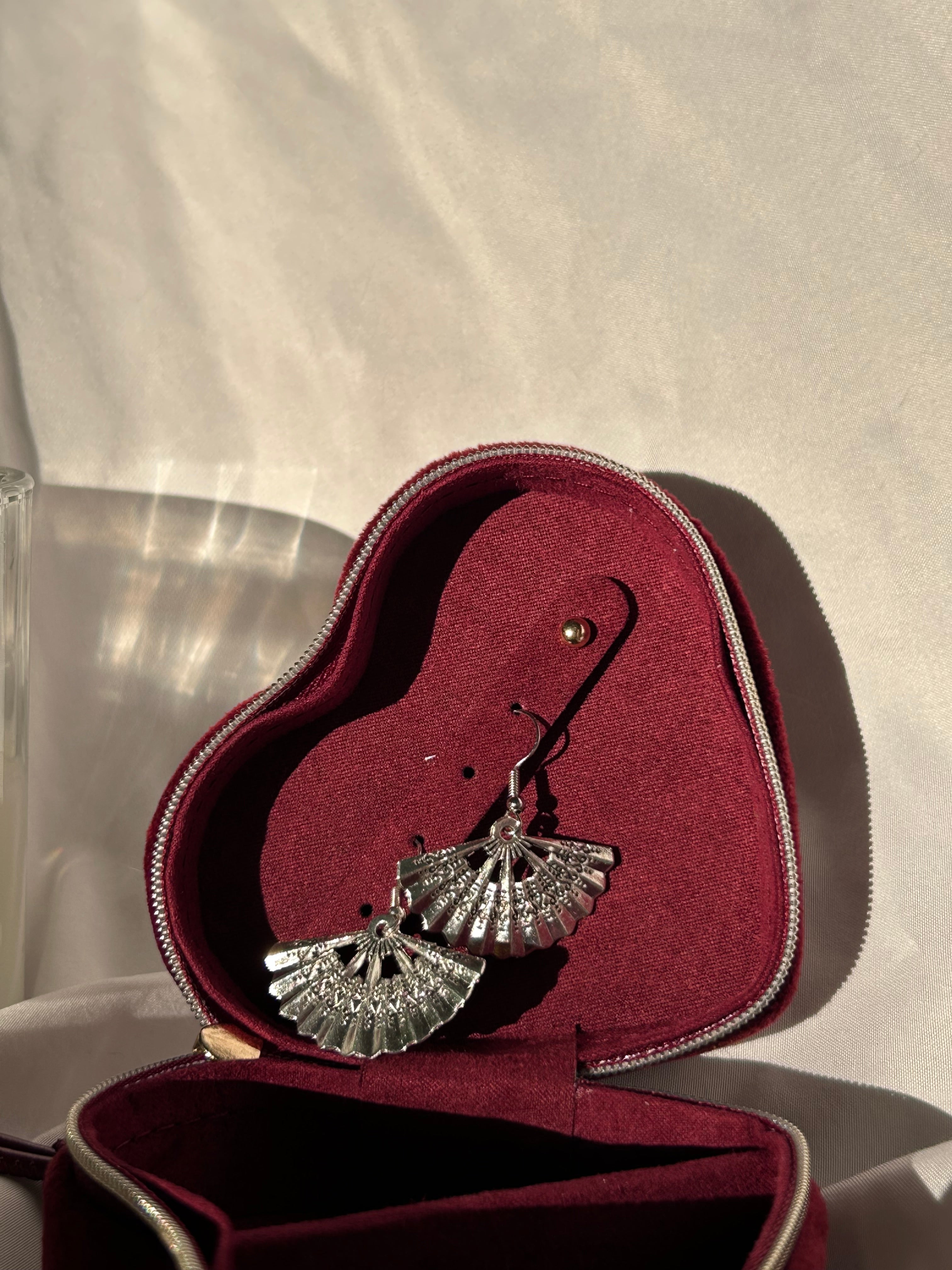 Silver Fan Drop Earrings