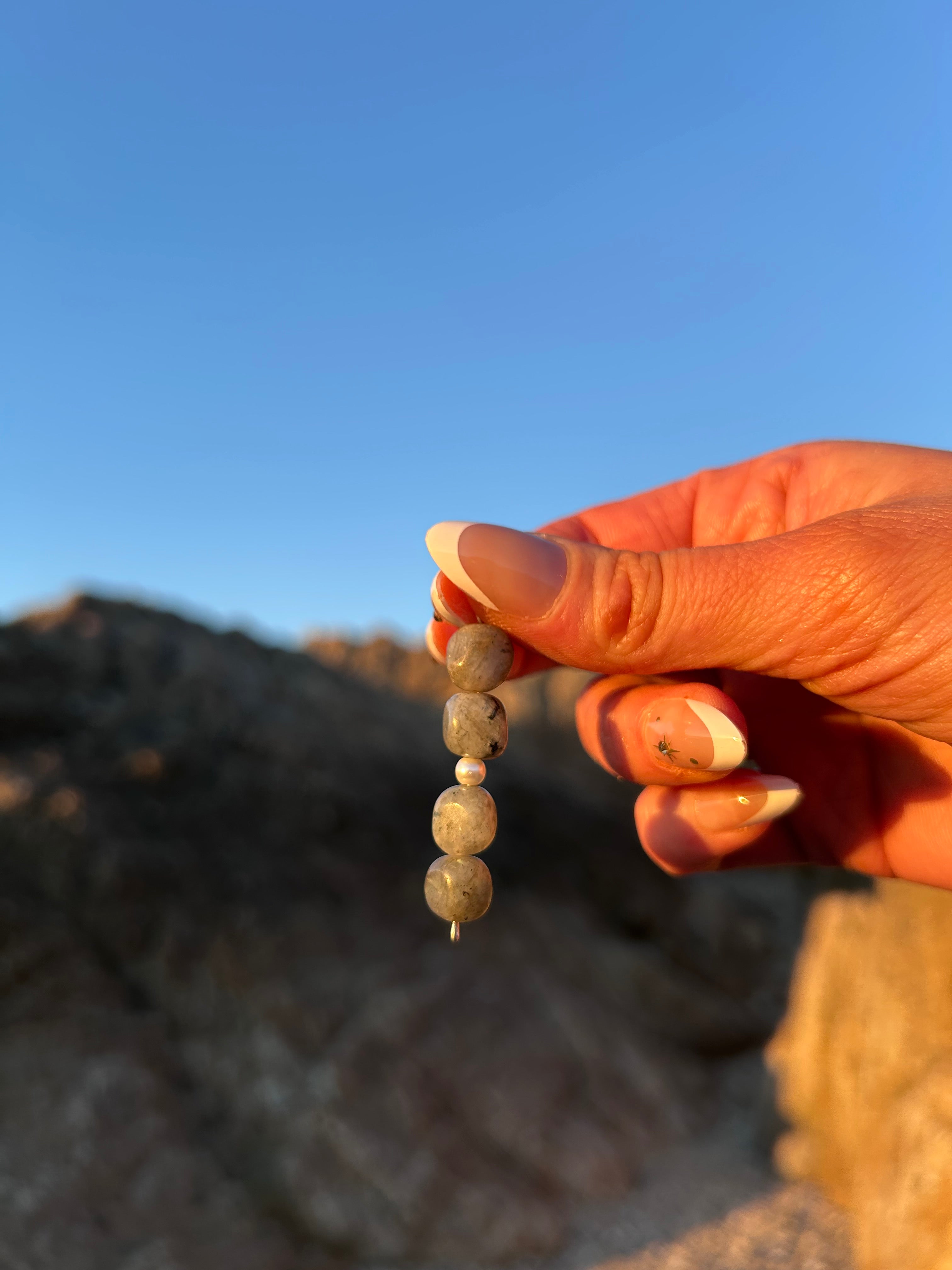 Labradorite Beaded Pendant- Natural Stone Necklace Charm