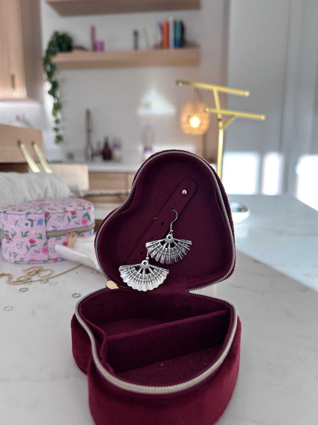 Silver Fan Drop Earrings